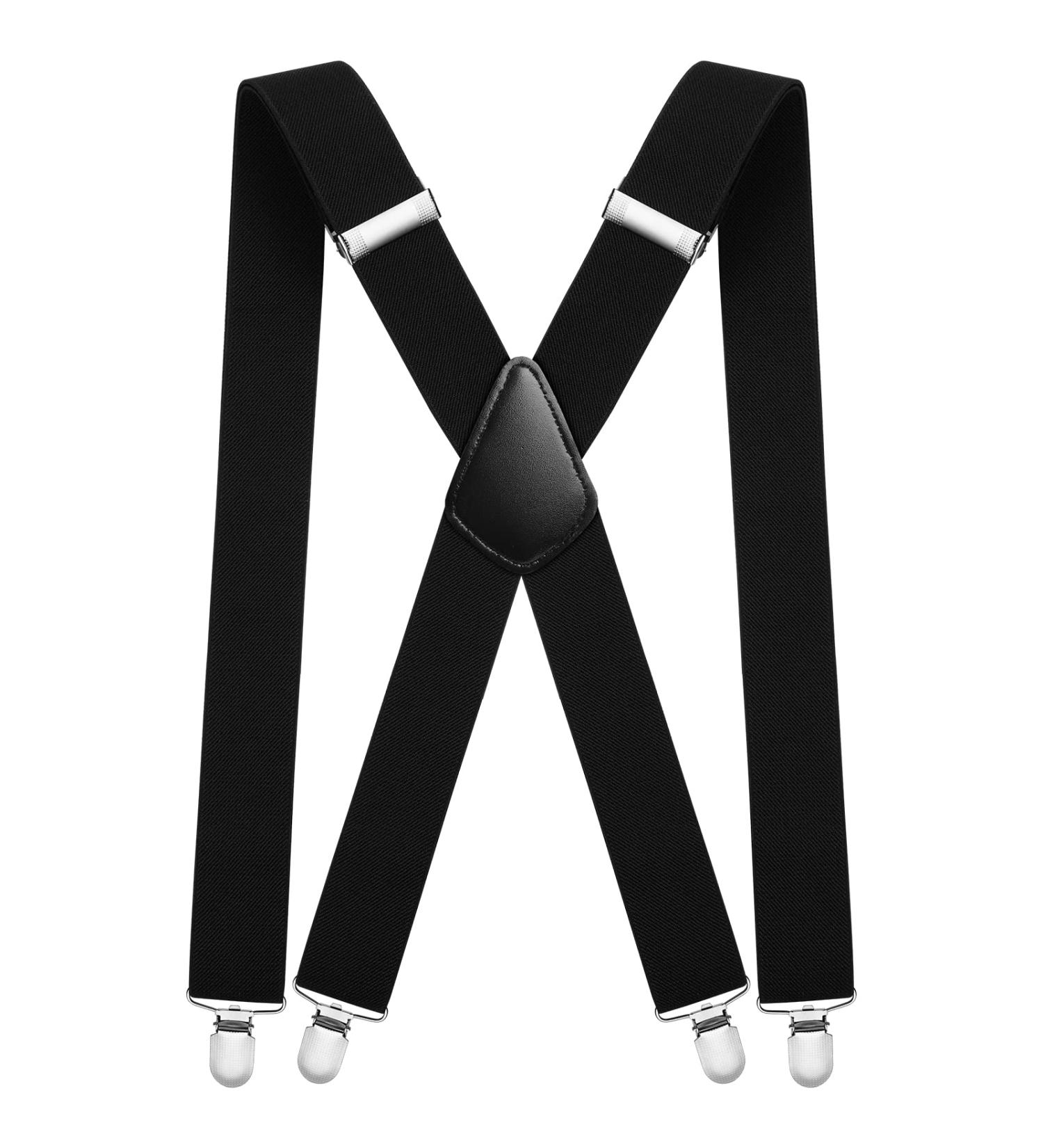 Buy Aomig Extra Wide Braces for Men - 3.5 cm Strong Metal Clips Adjustable & Elastic - Unisex X Style - Buy Online on SooperMarket.com