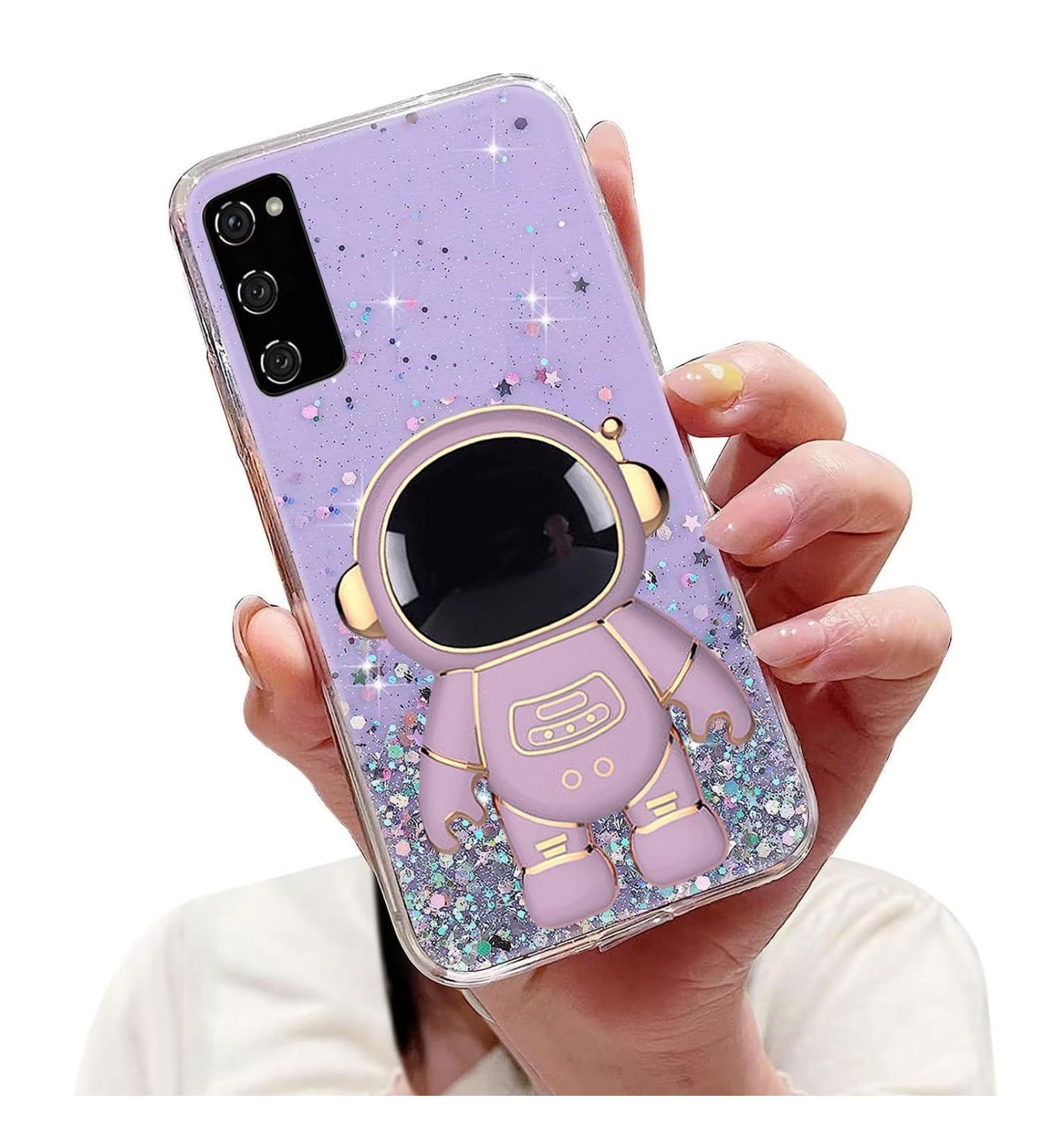 Buy Tivenfezk Nadoli Astronaut Hidden Stand Shell for Samsung Galaxy A51 - Glitter Soft Silicone Bling Transparent Protective Cover in Purple - Buy Online on SooperMarket.com