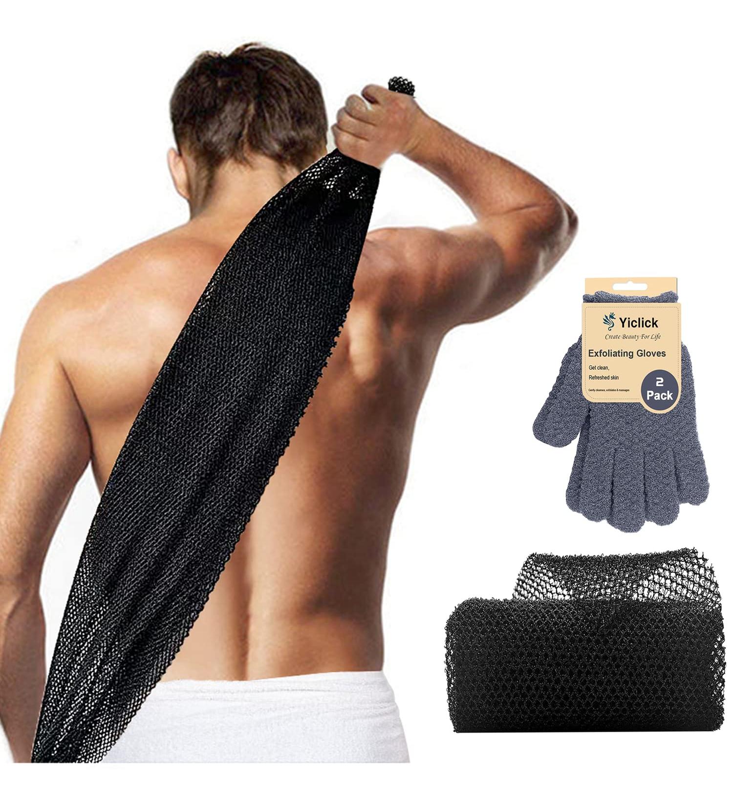 Yiclick Back Scrubber Set: African Net Sponge, Exfoliating Gloves, Exfoliating Body Scrubber, Exfoliating Washcloth & Loofah Mitt for Men and Women - Buy Online on SooperMarket.com