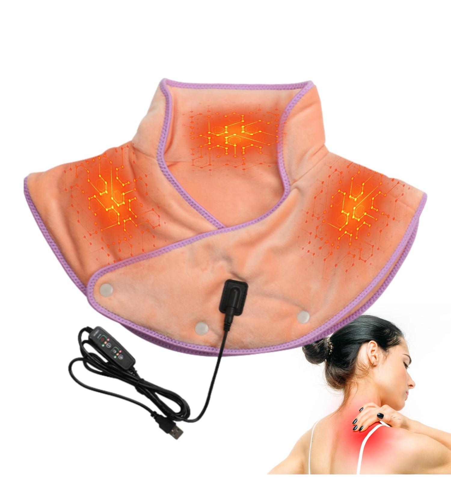 Puzzlegame Neckenheizkissen - Fast Heating Scarf & Shoulder Warmer for Neck Pain Relief | 3 Heating Levels Safe & Comfortable for Men & Women - Pink - Buy Online on SooperMarket.com