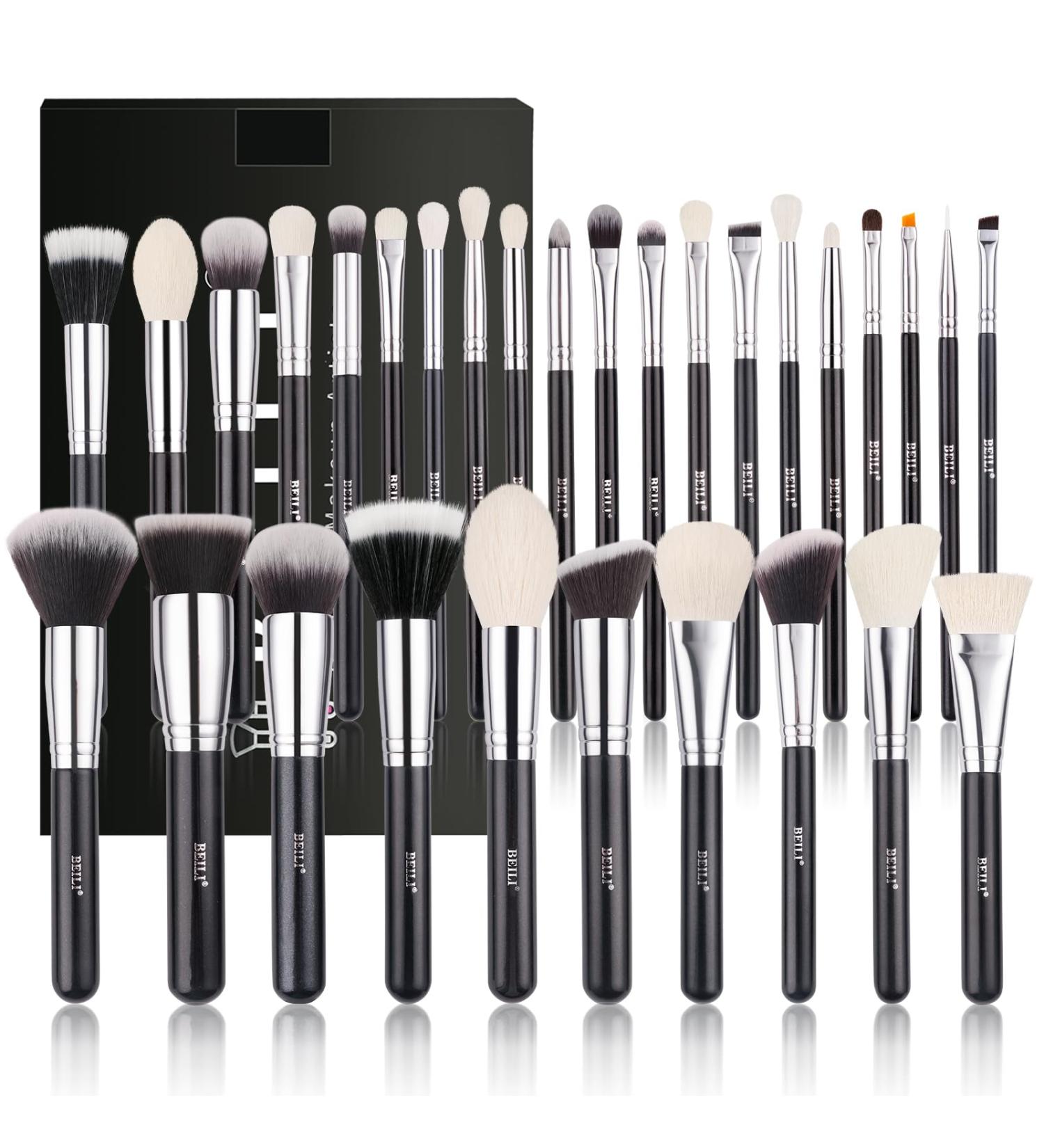 BEILI Makeup Brushes Make Up Brush Set Professional 30 PC Natural Goat Hair Makeup Brush Foundation Face Powder Blush Eyeshadow Brushes Concealers Eye Make Up Brush Set Black/Silver - Buy Online on SooperMarket.com