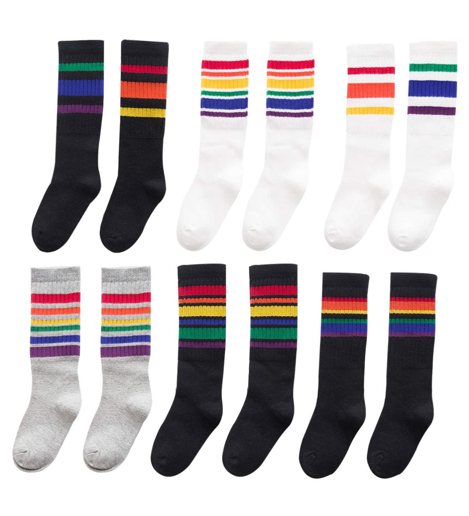 KESYOO 6 Pairs Cotton Knee High Socks for Unisex 1-3 Years, Assorted Color - Calf Length Tube Stockings - Buy Online on SooperMarket.com