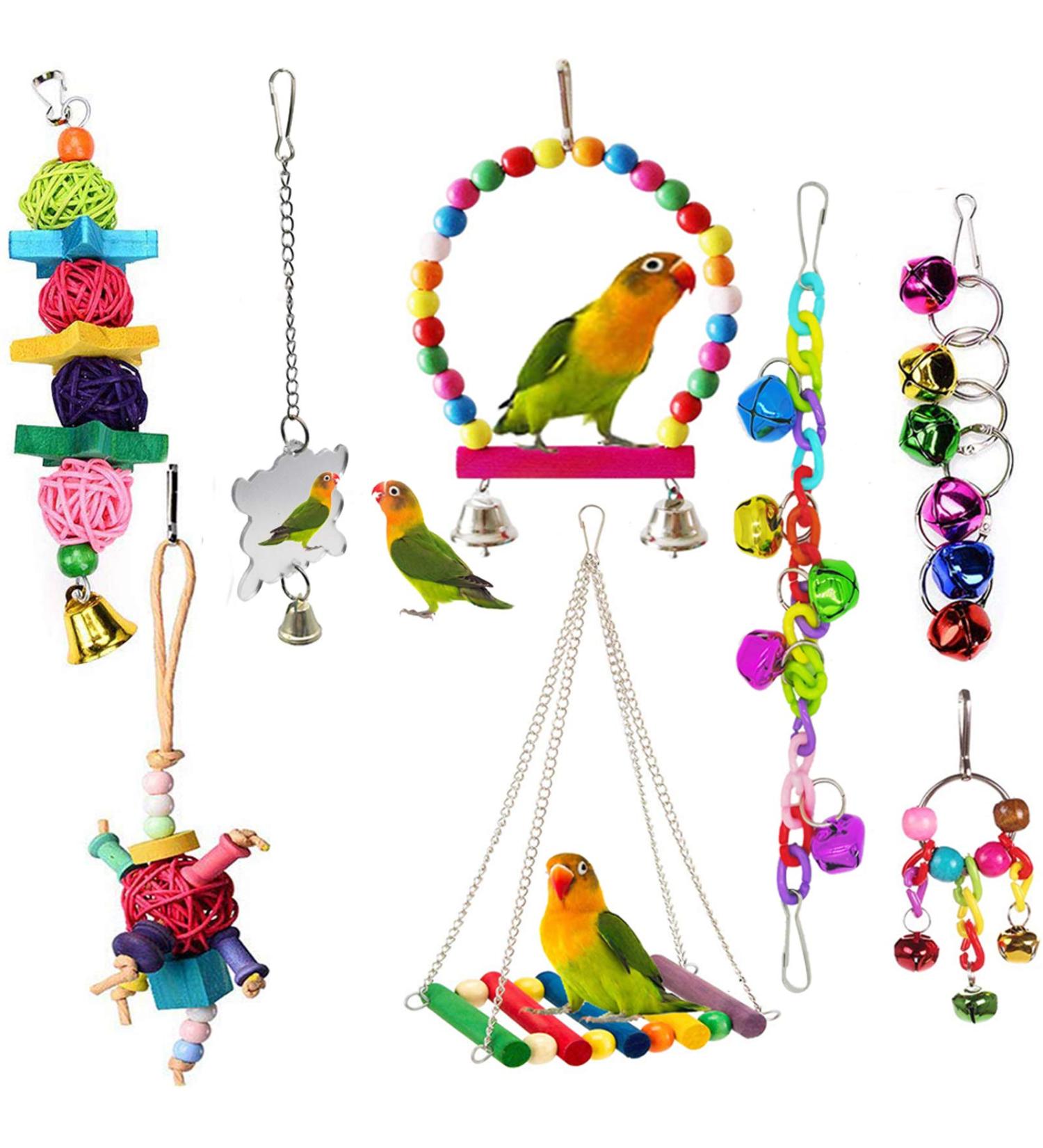 Esrise Bird Toys - Colorful Hanging Wood Bells for Conures Lovebirds & Finch | International Shipping - Buy Online on SooperMarket.com