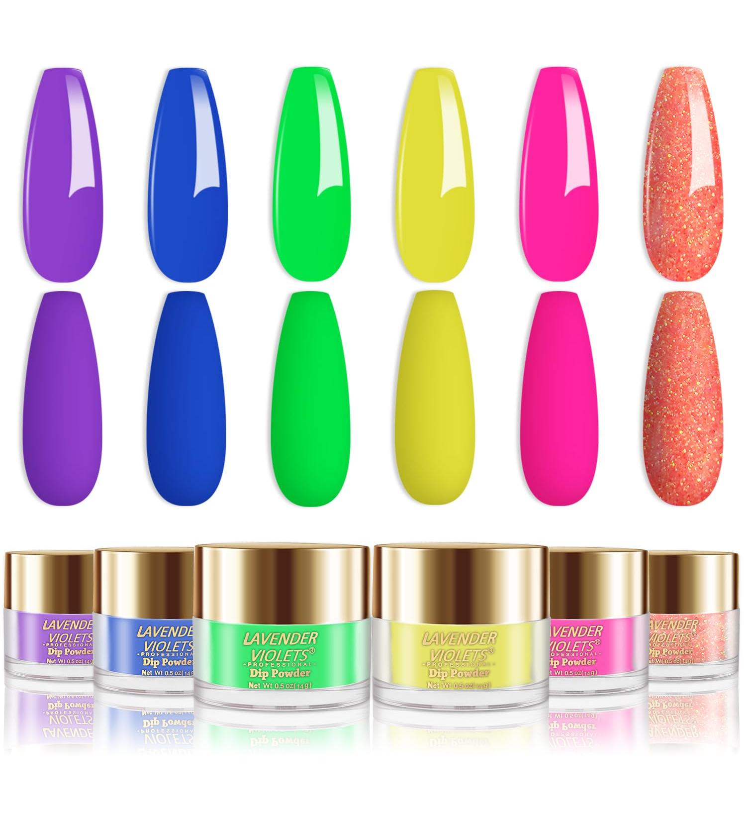 Lavender Violets Dip Powder Nail Kit - 6 Bright Neon Colors for French Manicure & Nail Art J222 - Buy Online on SooperMarket.com