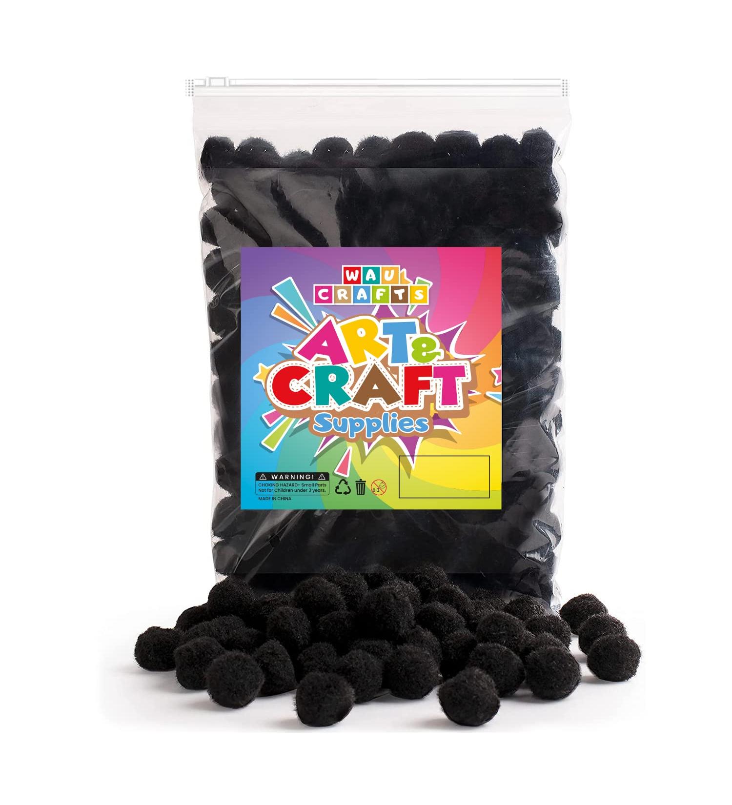 300 pcs 1 inch Black Pom Poms Balls in Reusable Zipper Bag - Arts and DIY Project Supplies - Buy Online on SooperMarket.com