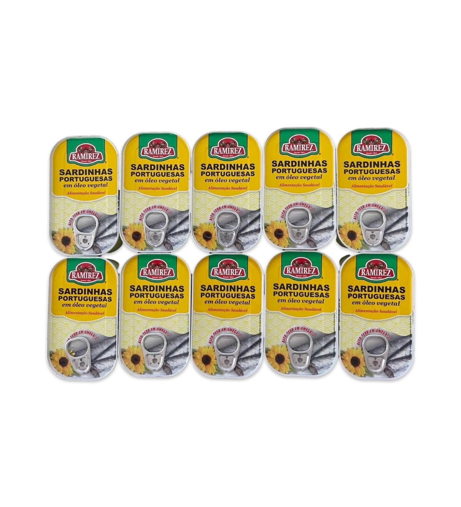 Portuguese Sardines in Vegetable Oil - 10 x 125 g - Ramirez - Portugal - Buy Online on SooperMarket.com