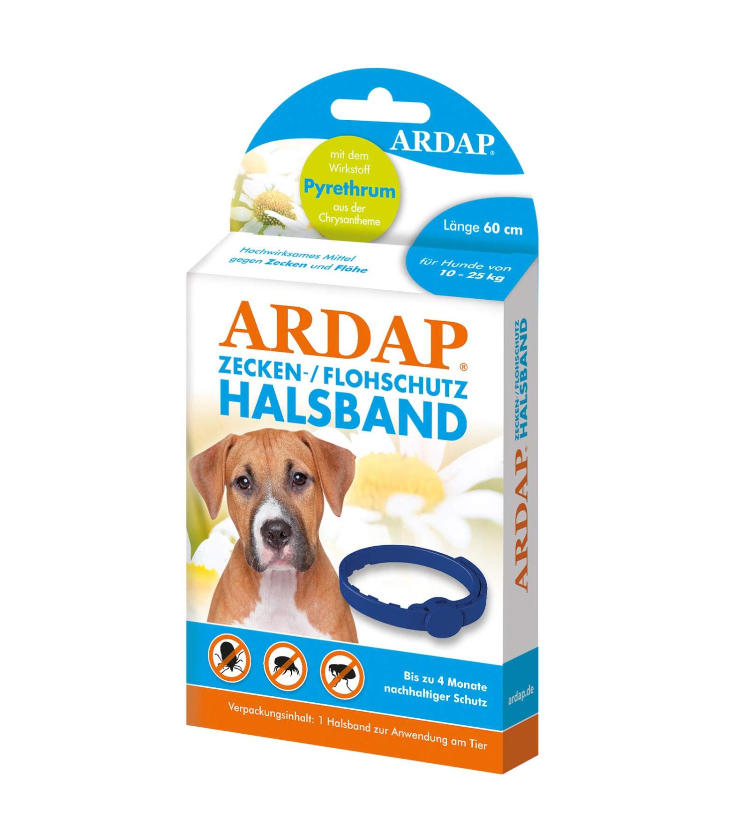 ARDAP Tick & Flea Protection Collar for Dogs 10-25kg | 4-Month Natural Defense | Sustainable 60cm Collar - Buy Online on SooperMarket.com
