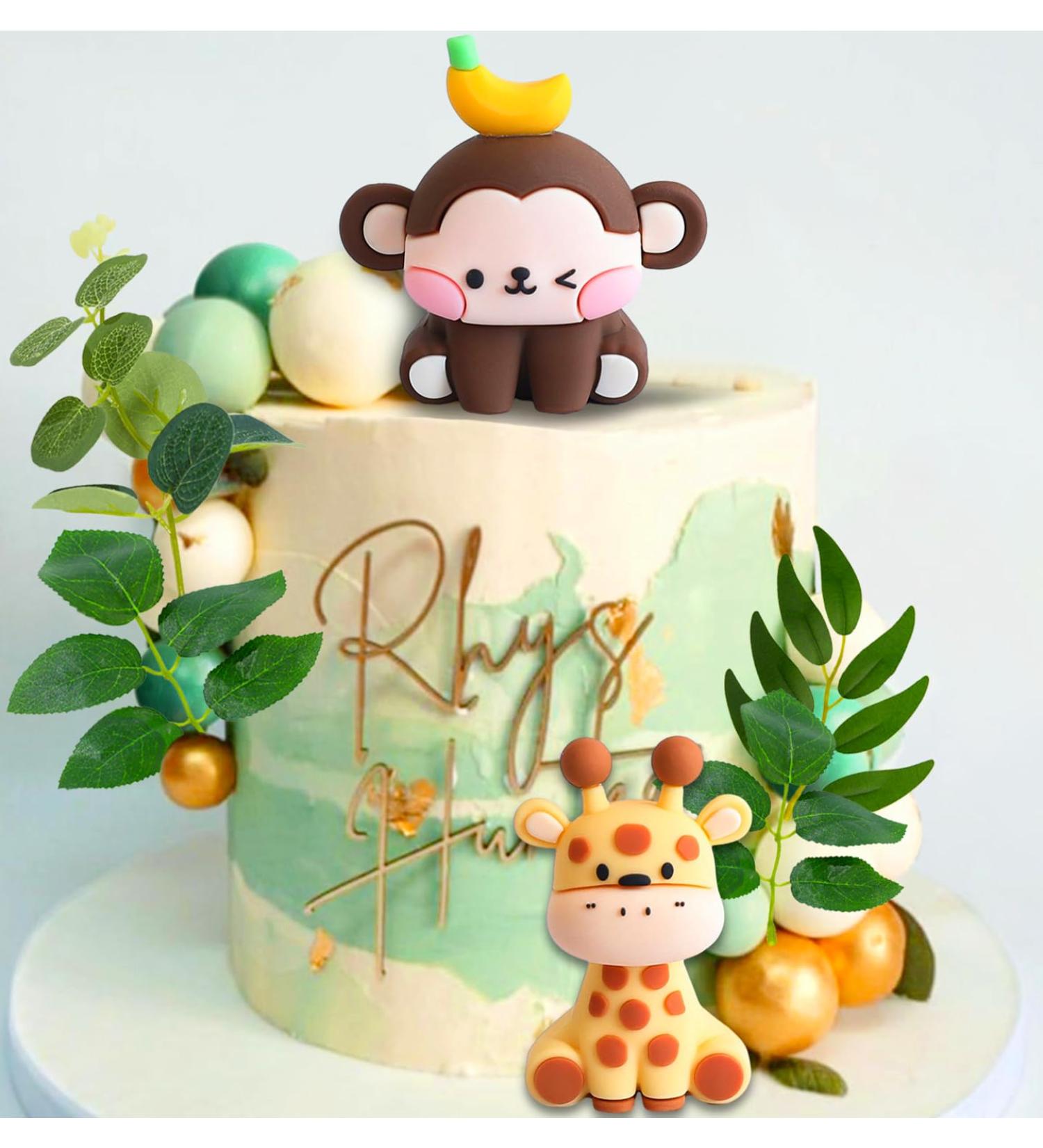 Jevenis Sage Green Jungle Birthday Decor - Tortendeko Animals for Baby Showers & Parties - Buy Online on SooperMarket.com