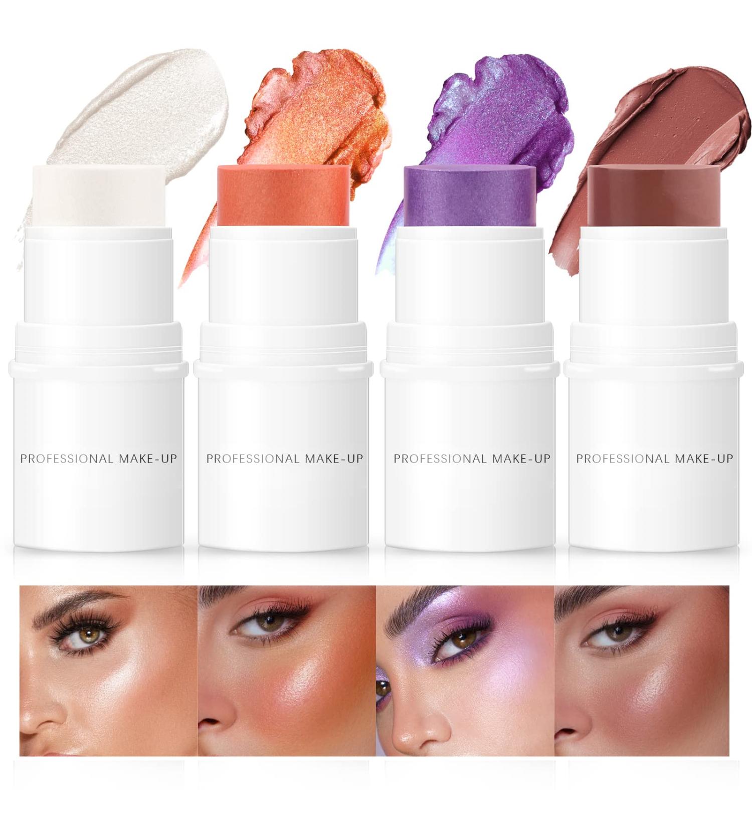 HOSAILY 4 Colors Cream Blush Highlighter Contour Stick Set - Waterproof & Long Lasting Makeup Sticks (Pack of 4) - Buy Online on SooperMarket.com