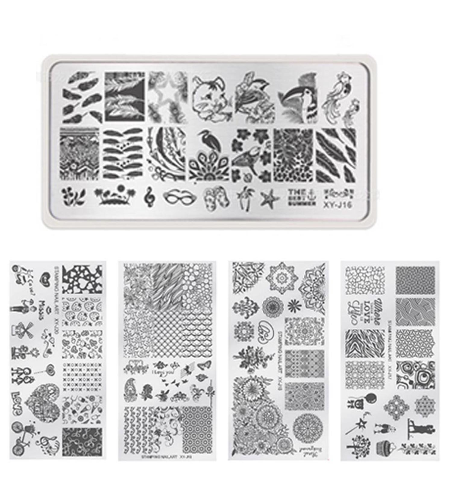 Nail Art Stamping Template Kit - 5 Geometric Pattern Plates for DIY Nail Art | Multi-Style Manicure Templates - Buy Online on SooperMarket.com