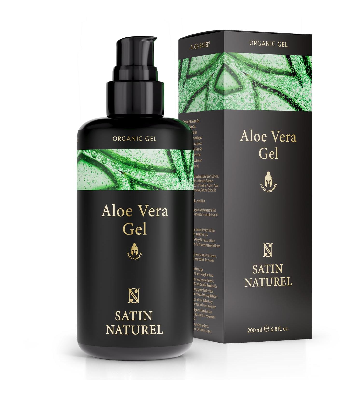 3-in-1 Mens Aftershave Balm Moisturiser & Hair Gel 200ml - Aloe Vera Gel with Hyaluronic Acid - Skin Care Face Moisturiser for Men - Post Shave Balm - Natural Mens Hair & Skincare - Satin Naturel - Buy Online on SooperMarket.com