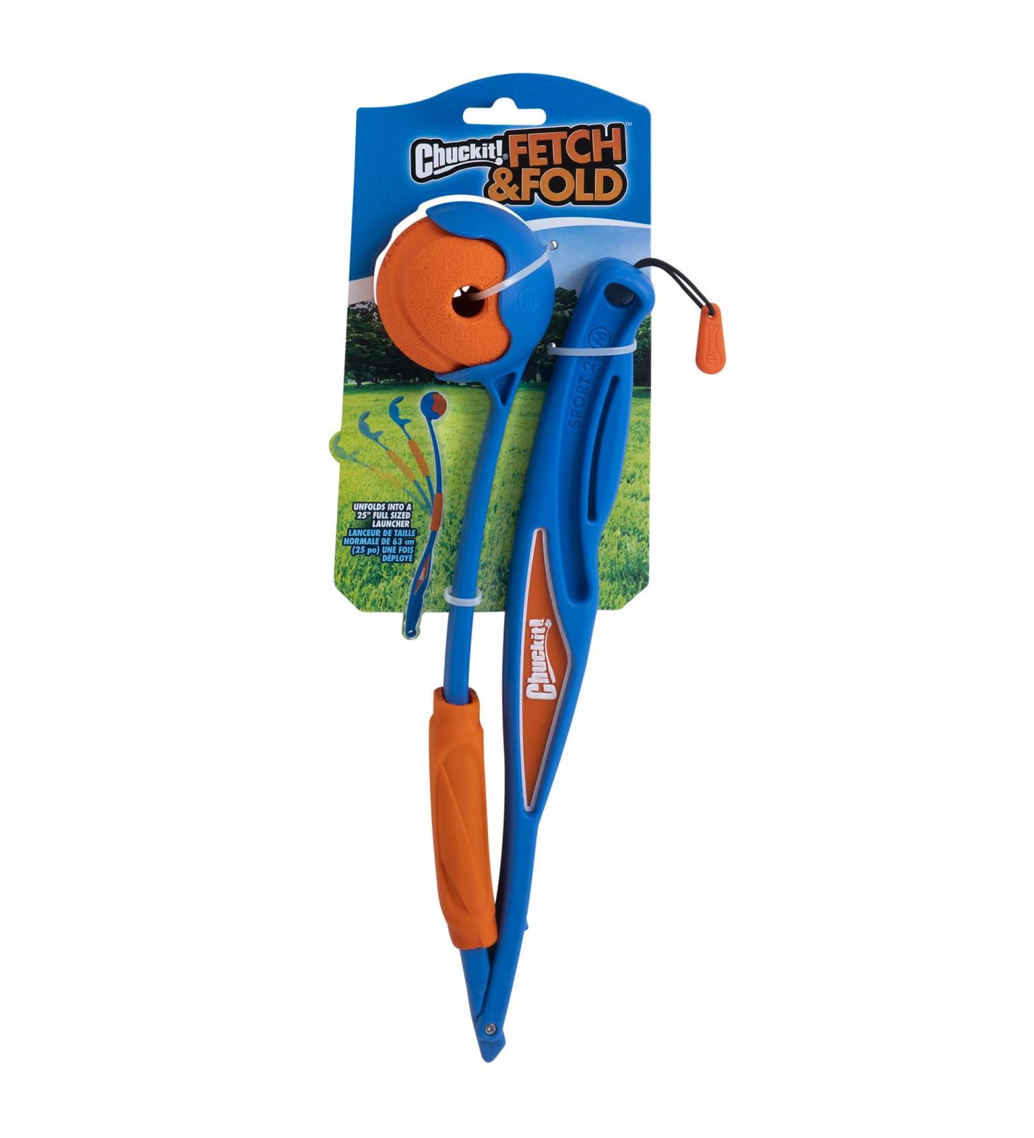 Chuckit! Fetch & Fold Dog Ball Launcher Set - Hands Free Rubber Fetch Toy for Dogs - Buy Online on SooperMarket.com
