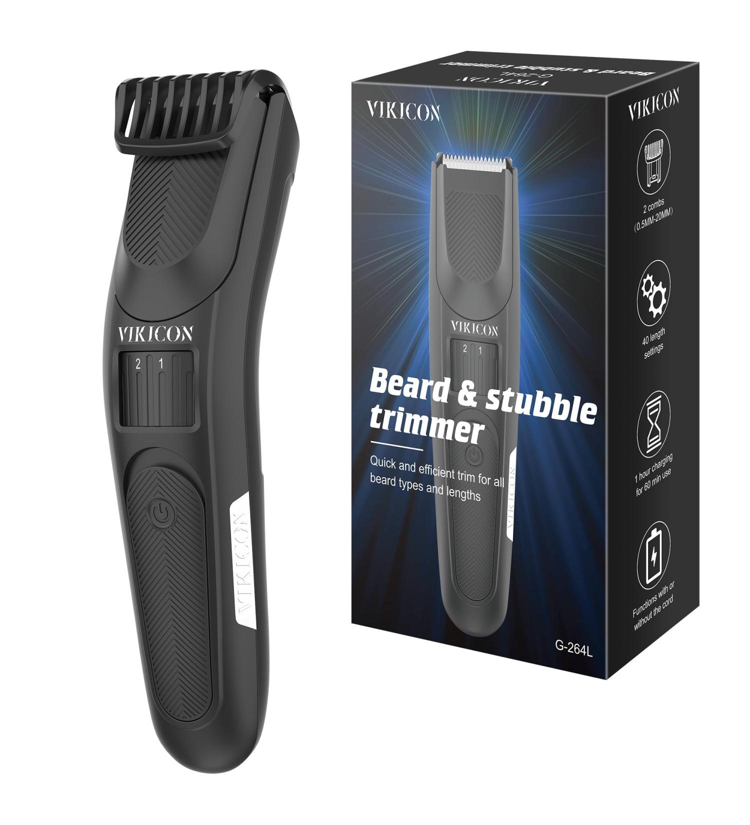 VIKICON Beard Trimmer for Men Electric Hair & Stubble Clipper 40 Length Settings Rechargeable Facial Trimmers w/2 Combs Professional Self Sharpening Blades 150 min Cordless Usage Gift for Men - Buy Online on SooperMarket.com