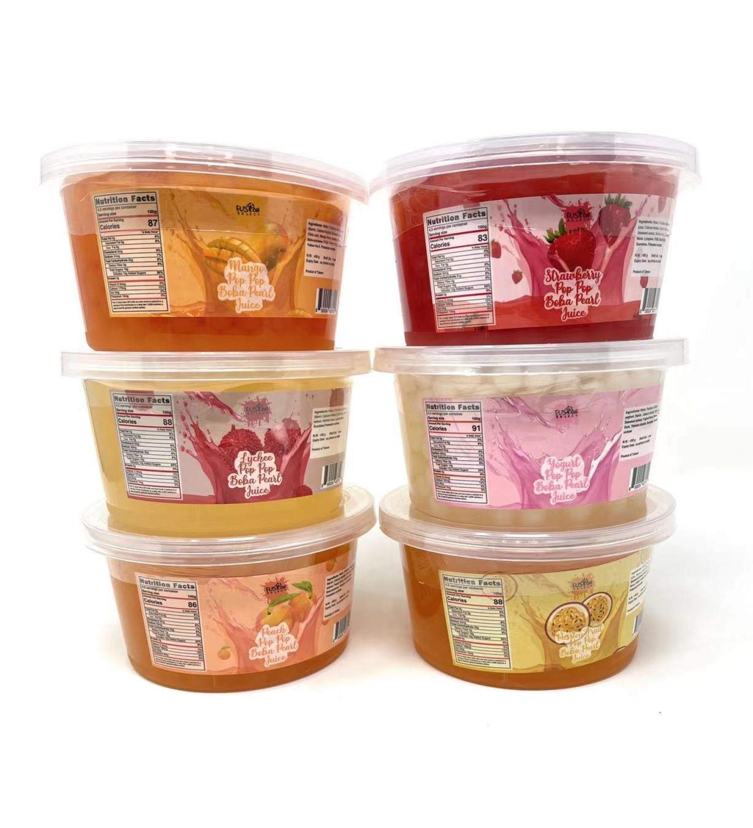 Fusion Select Bursting Boba - Fruit Tea Toppings (Green Apple, Peach, Passion Fruit, Mango, Lychee, Strawberry) - Buy Online on SooperMarket.com