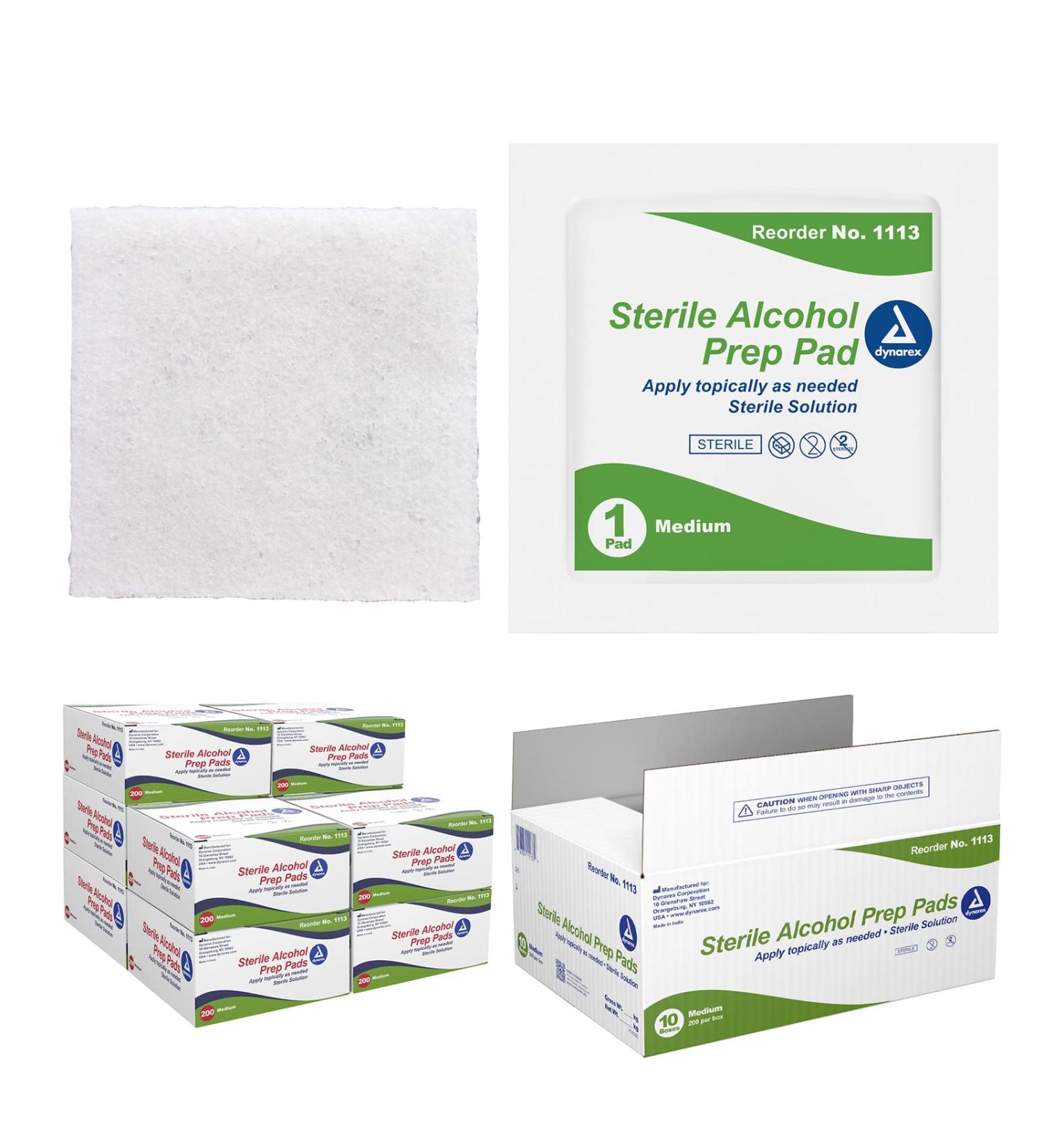 2000 Dynarex Alcohol Prep Pads 70% Isopropyl Alcohol Antiseptic Wipes - Medical-Grade Non-Woven 1-Ply Medium - Case of 10 Boxes - Buy Online on SooperMarket.com