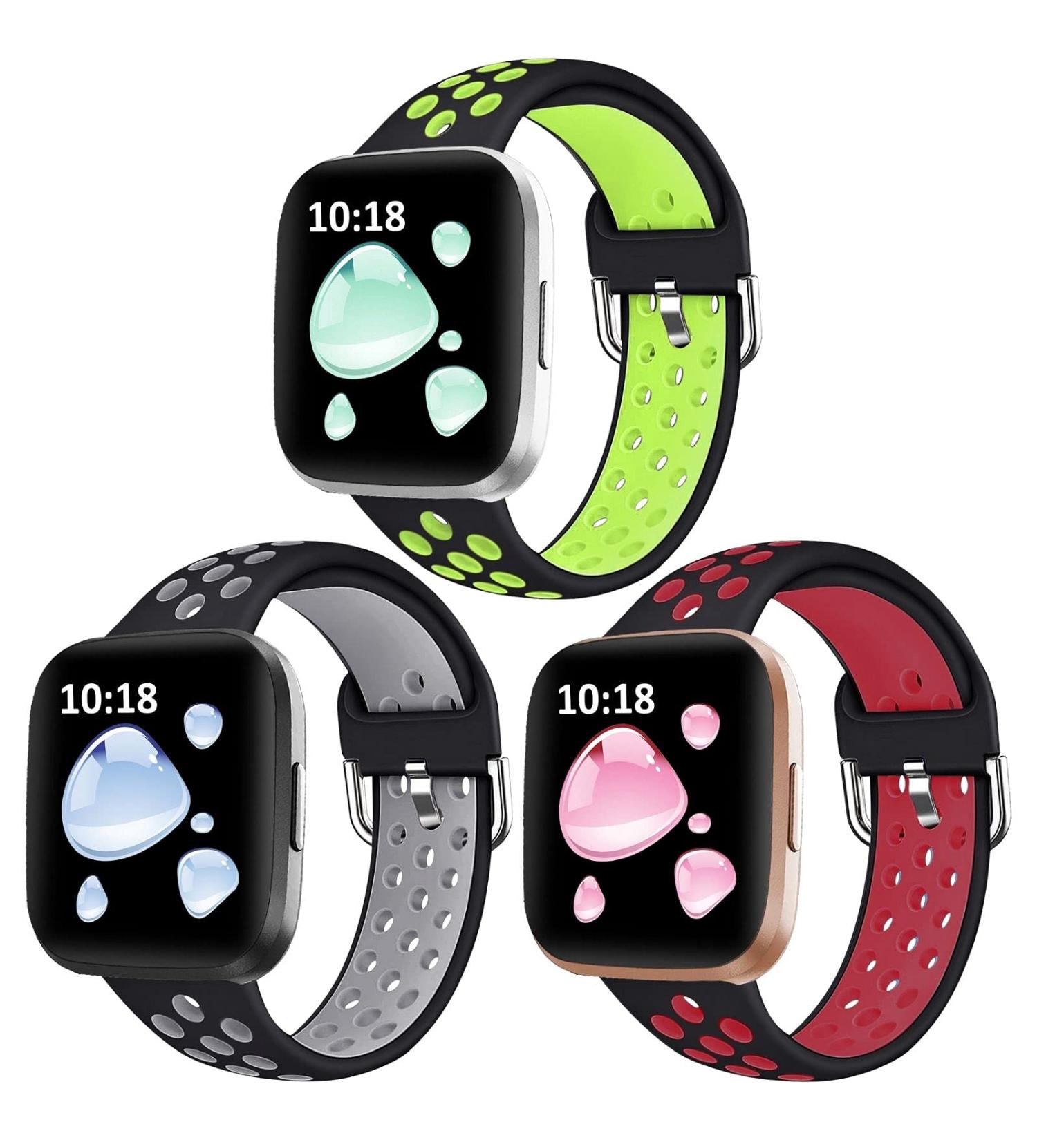 Vanet Bands Compatible with Fitbit Versa/Versa 2/Versa Lite for Men Women  3 Packs Soft Silicone Sport Replacement Wristband Compatible with Fitbit Versa 2 Bands/Versa Special Edition  Large Large Black/Gray & Black/Green â¦ - Buy Online on SooperMarket.com