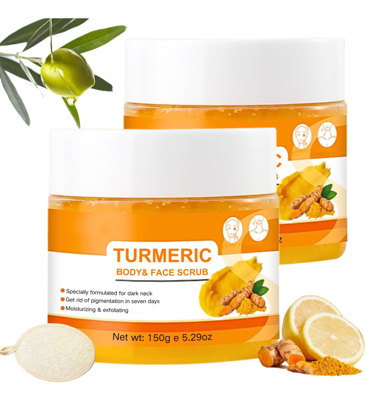 Turmeric Body Scrub Turmeric Scrub with Vitamin C Natural Face Exfoliator Scrub Exfoliating Body Scrub With Turmeric Turmeric Body Scrub For Neck Armpit Back Skin Care Scrub 150G/5.29OZ - Buy Online on SooperMarket.com
