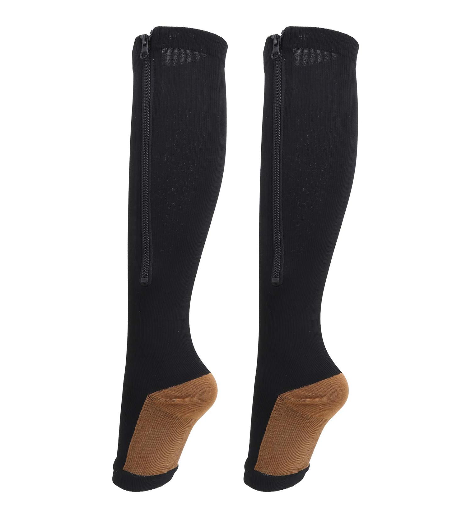Buy ZLXHDL Compression Socks with Zipper - 2 Pairs of Open Toe Compression Stockings for Men & Women (S/M) - Black - Buy Online on SooperMarket.com