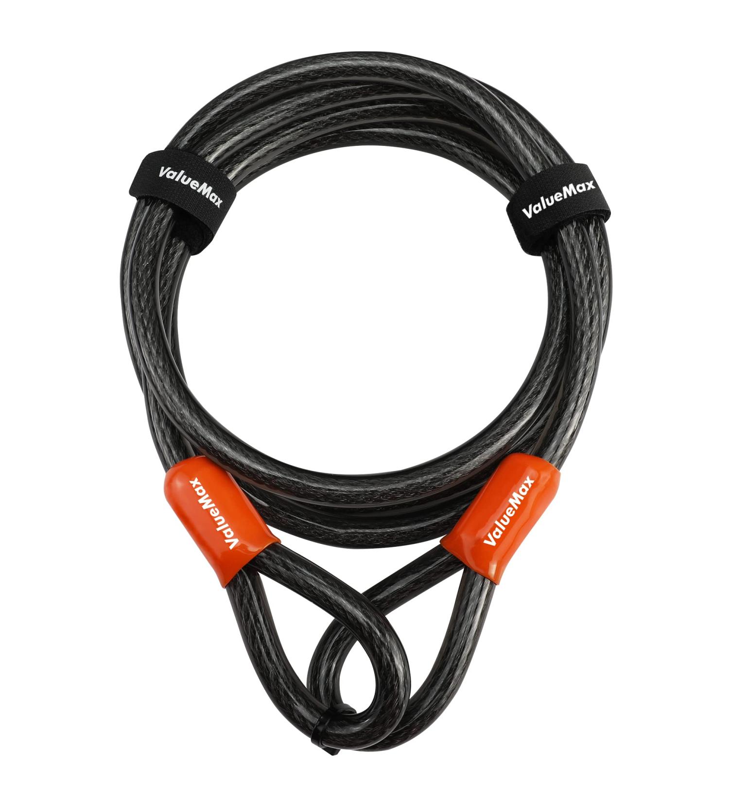Valuemax 2m Safety Loop Cable - Plastic Coated Steel Cable for Bicycle Motorcycle & eBike | 12mm Thick Black - Secure Your Ride! - Buy Online on SooperMarket.com