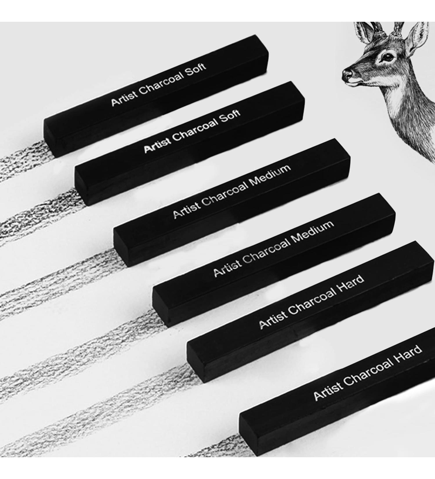 ANNECOSK 6 Pack Compressed Charcoal Sticks for Drawing - Soft, Medium, and Hard Grade Sketching Tools - Buy Online on SooperMarket.com