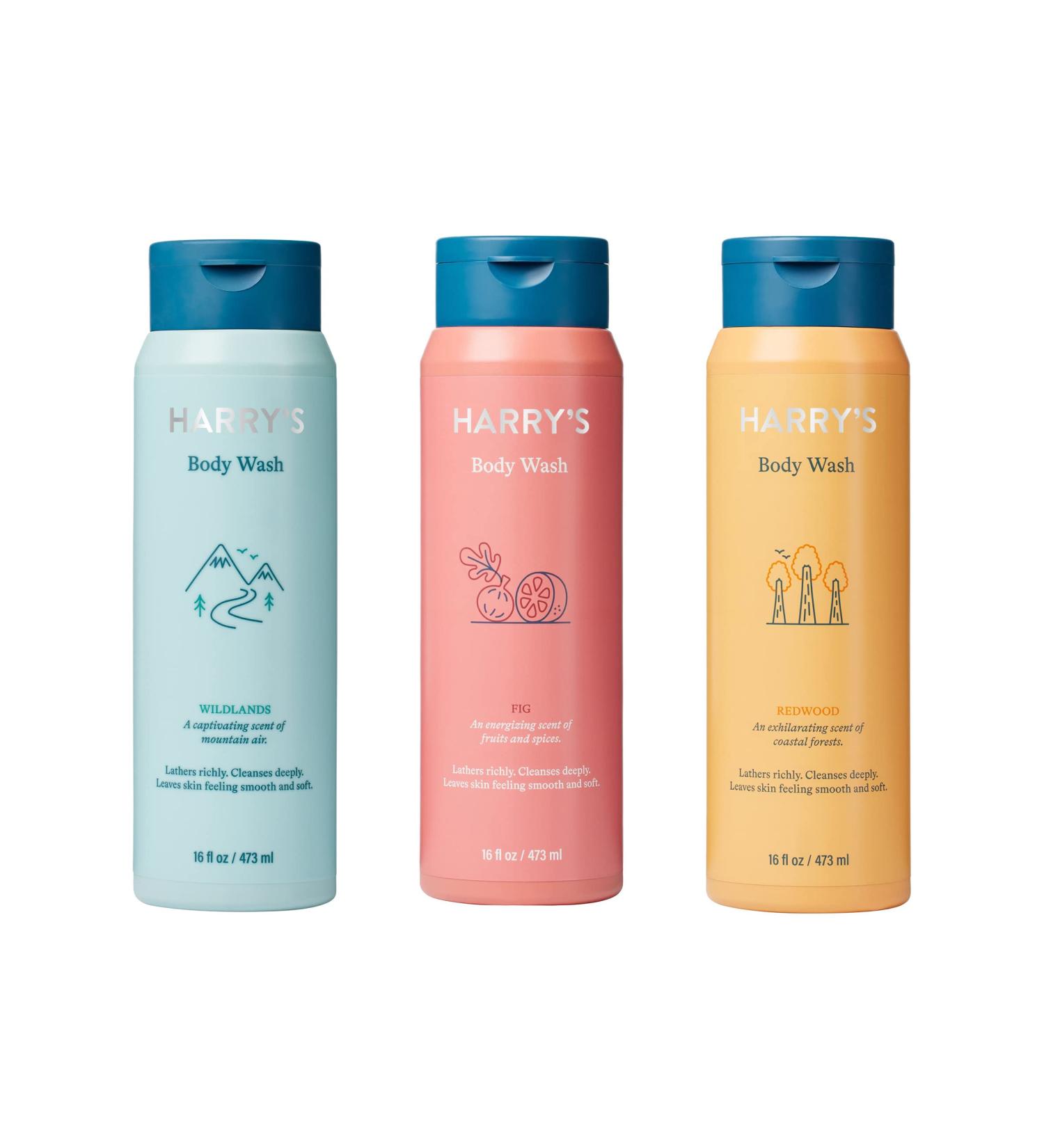 Harry's Men's Body Wash Shower Gel Variety - Fig Wildlands Redwood (Pack of 3) Wildlands + Fig + Redwood 16 Fl Oz (Pack of 3)