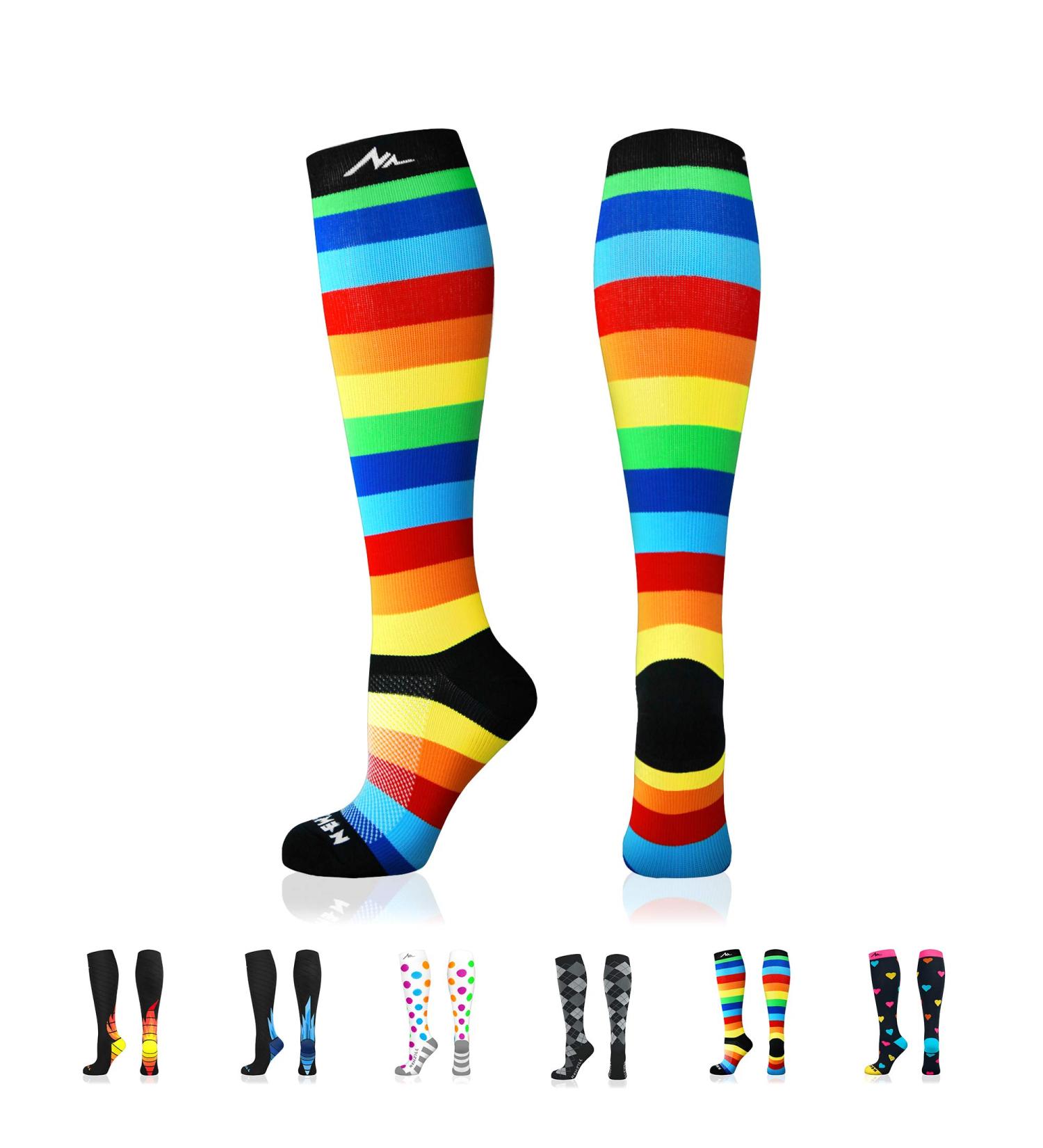 NEWZILL Rainbow Stripes Compression Socks 20-30 mmHg for Women & Men - Large-X-Large - Buy Online on SooperMarket.com