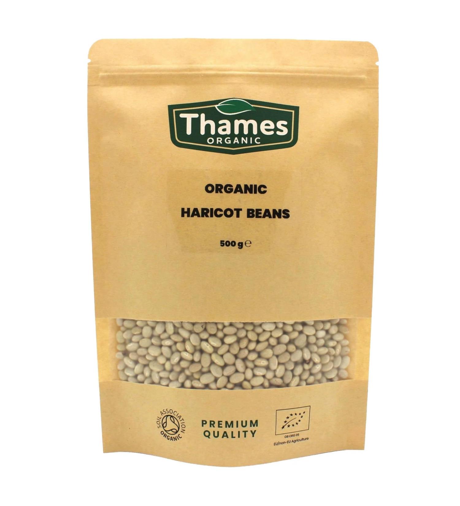 Thames Organic Organic Haricot Beans 500g - High Fibre & Protein, Raw, Vegan, GMO-Free - Nutritious & Flavorful - Ideal for Soups & Salads - Buy Online on SooperMarket.com