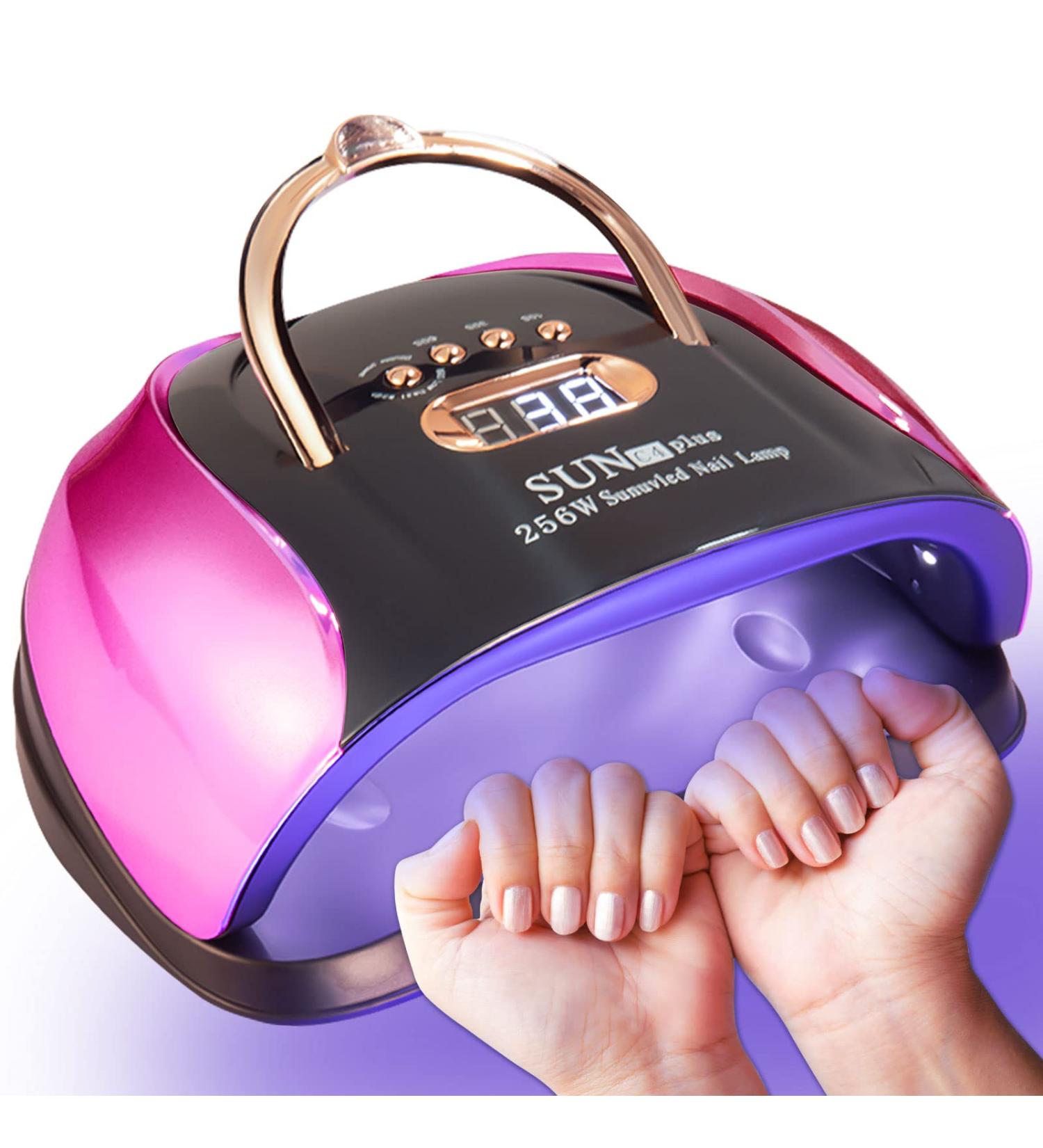 256W UV LED Nail Lamp for Gel Nails - Professional Salon Curing Light with 4 Timer Settings and Dual Light Beads - Includes 6 Free Gifts - Buy Online on SooperMarket.com