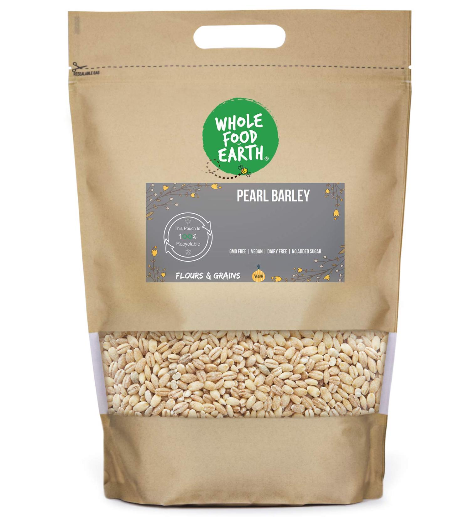 Wholefood Earth Pearl Barley 2 kg | GMO Free | High Fibre 2kg - Buy Online on SooperMarket.com