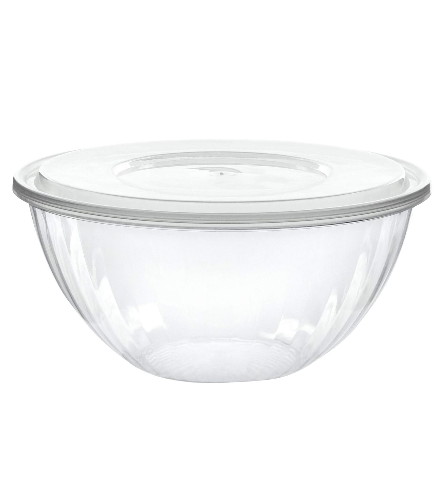 PLASTICPRO 96 OUNCE Disposable Round Serving Bowls with Lids - Clear Chip, Snack, Candy, Salad Bowl - Party Essentials - Buy Online on SooperMarket.com