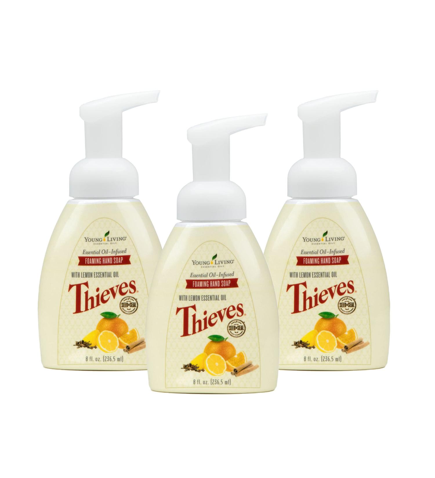 Thieves Foaming Hand Soap 3-Pack (8 oz) by Young Living - Natural Antibacterial Formula - Buy Online on SooperMarket.com