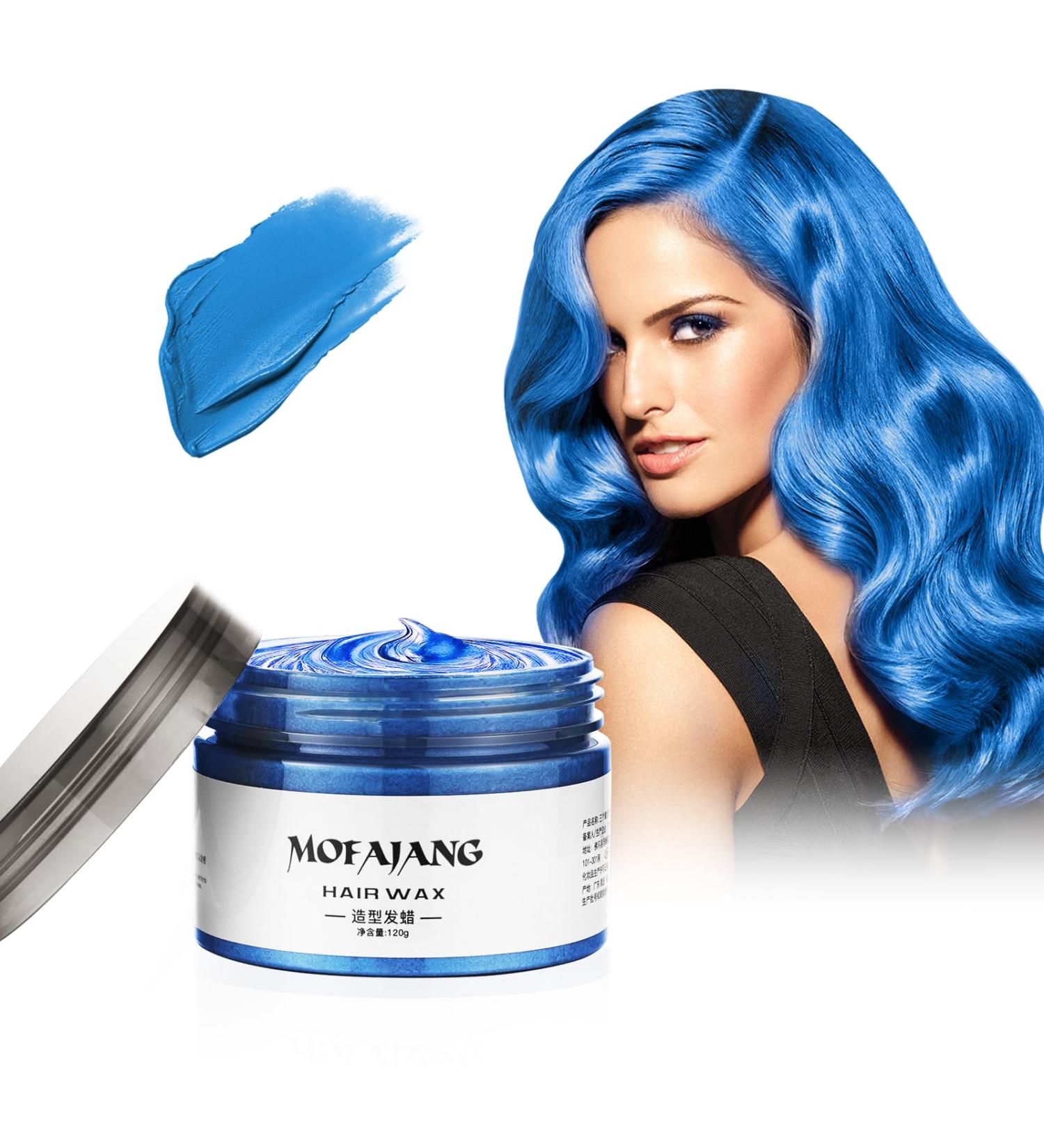 Temporary Hair Color Wax - Instant Hairstyle Cream 4.23 oz | Blue Hair Pomade for Cosplay & Parties | Easy Clean Formula - Buy Online on SooperMarket.com