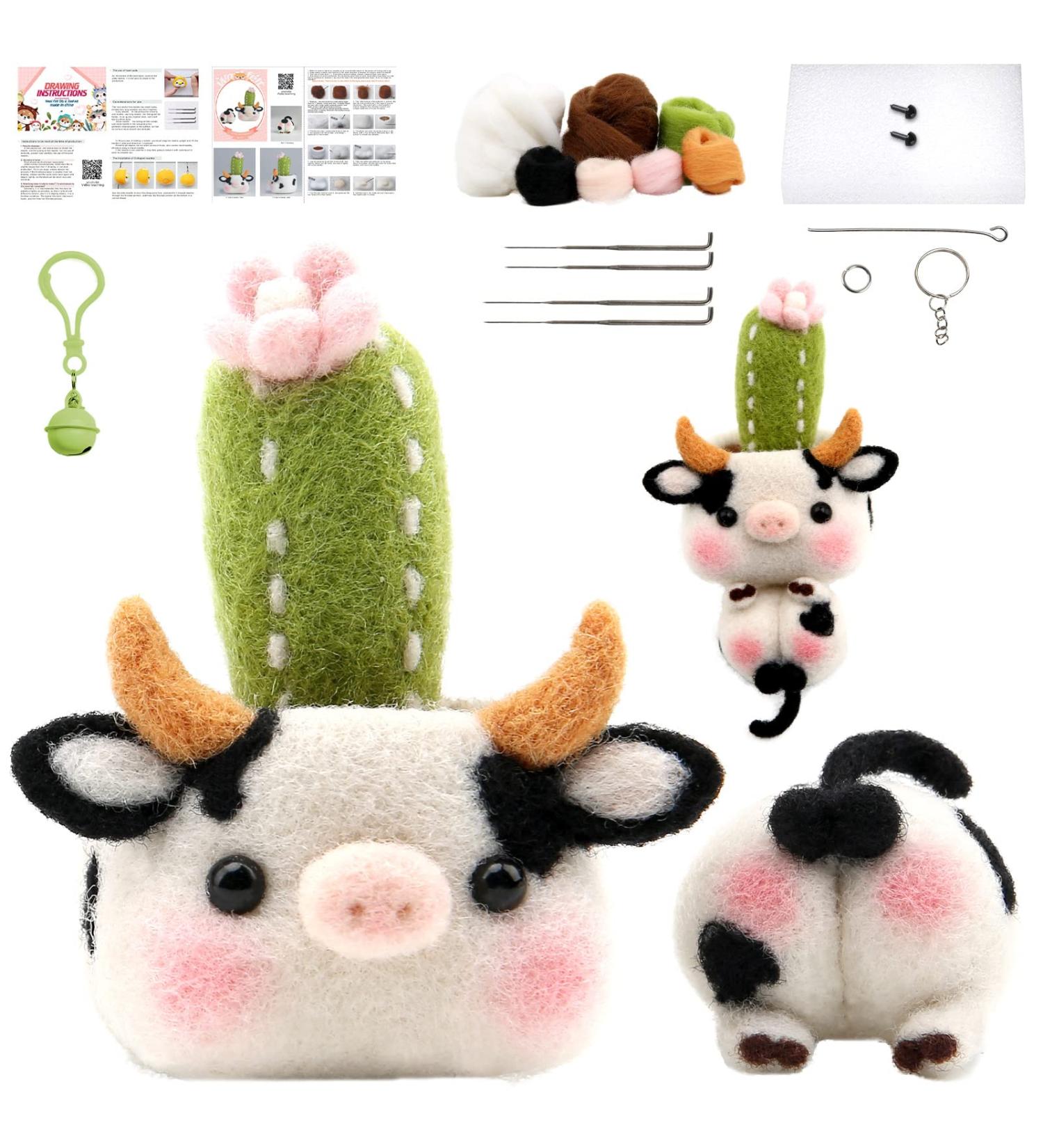Needle Felting Starter Kit with Basic Felt Tools - DIY Crafts (Cows) - Buy Online on SooperMarket.com