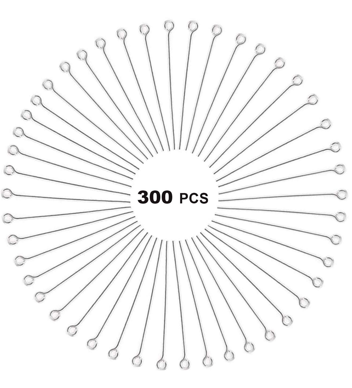 300 Pcs 1.6 304 Stainless Steel Open Eye Headpins for Jewelry Making - Silver Finish - Buy Online on SooperMarket.com