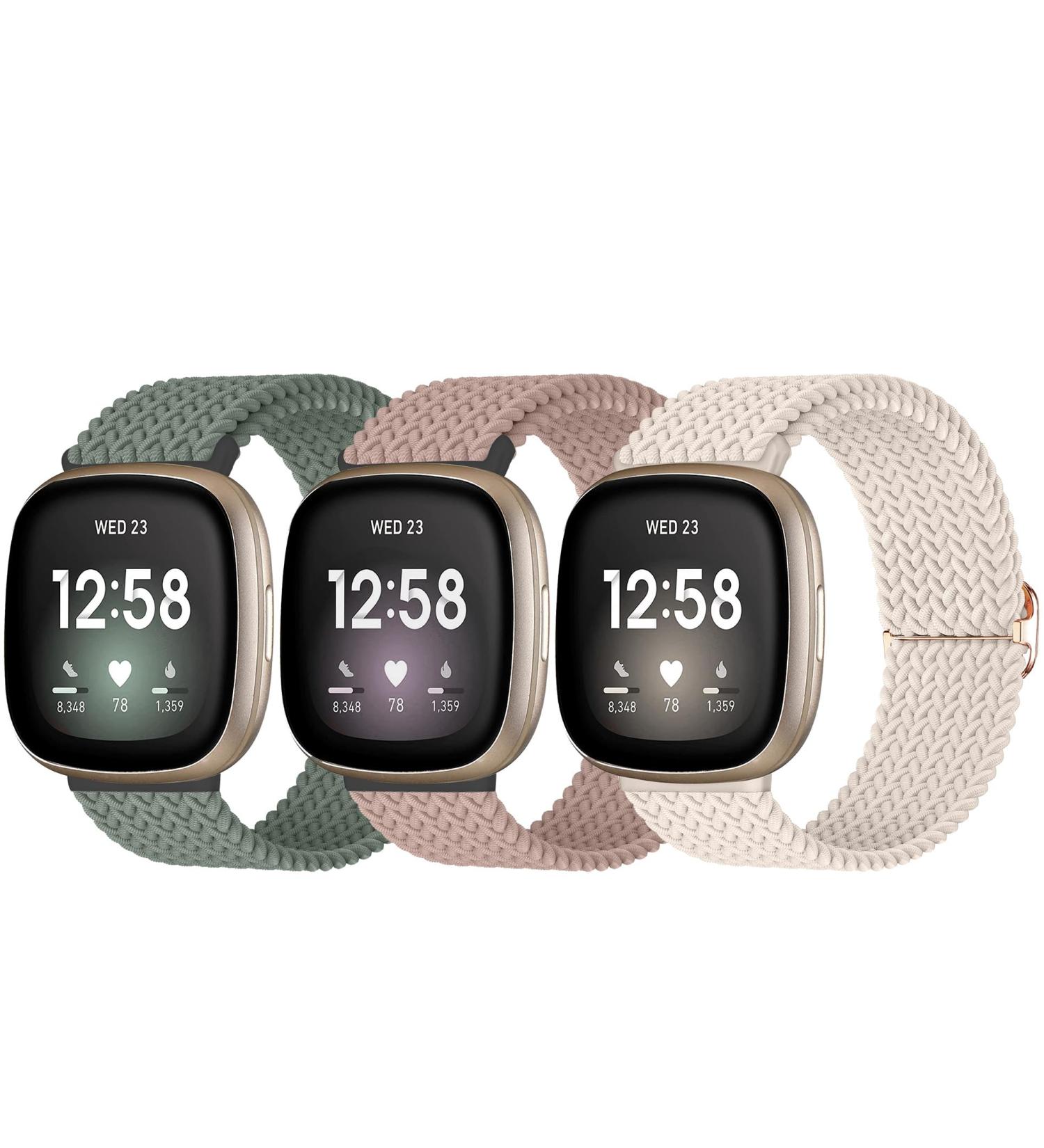 Chinbersky 3-Piece Nylon Bracelet Set for Fitbit Versa 3/4 & Sense/Sense2 - Soft Adjustable Sports Bands for Men & Women - Star Light/Meat Bar/Pine Needlebar - Buy Online on SooperMarket.com