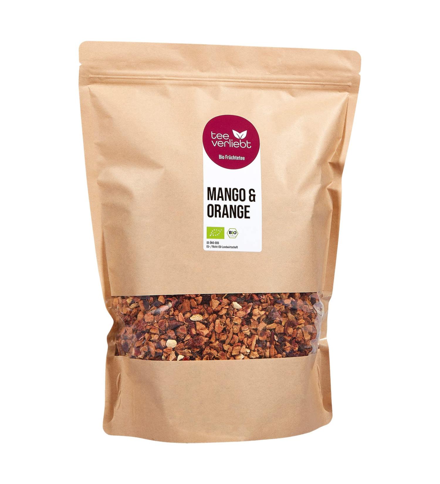 FRUTEG Loser Fruit Tea Mango & Orange 1000 g | Fruit tea loose - finest leaf quality | Summer-sized tea mixture controlled biological cultivation | Fruit tea bio lots 1 kg - Buy Online on SooperMarket.com