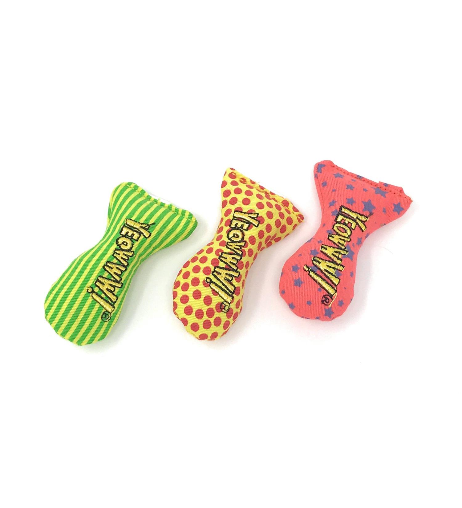 YEOWWW catnip toys for cats - organic very strong catnip fish stinkies sardines cat toys with catnip pack of 3 colourful patterns - 7.5cm long - Buy Online on SooperMarket.com