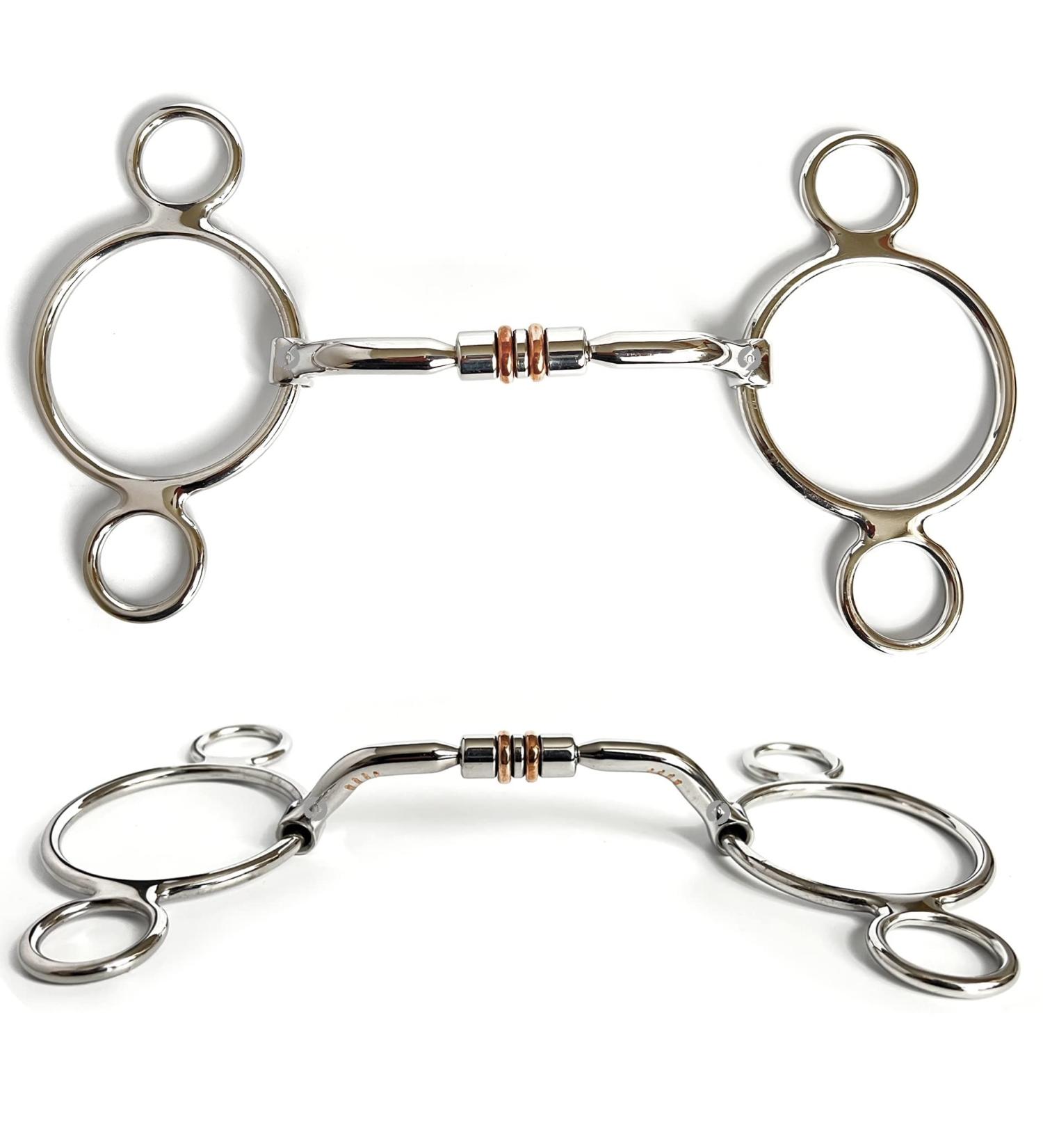 2 Two Ring Horse Bit Universal Copper Roller & Inlay Snaffle Gag (5") - Buy Online on SooperMarket.com