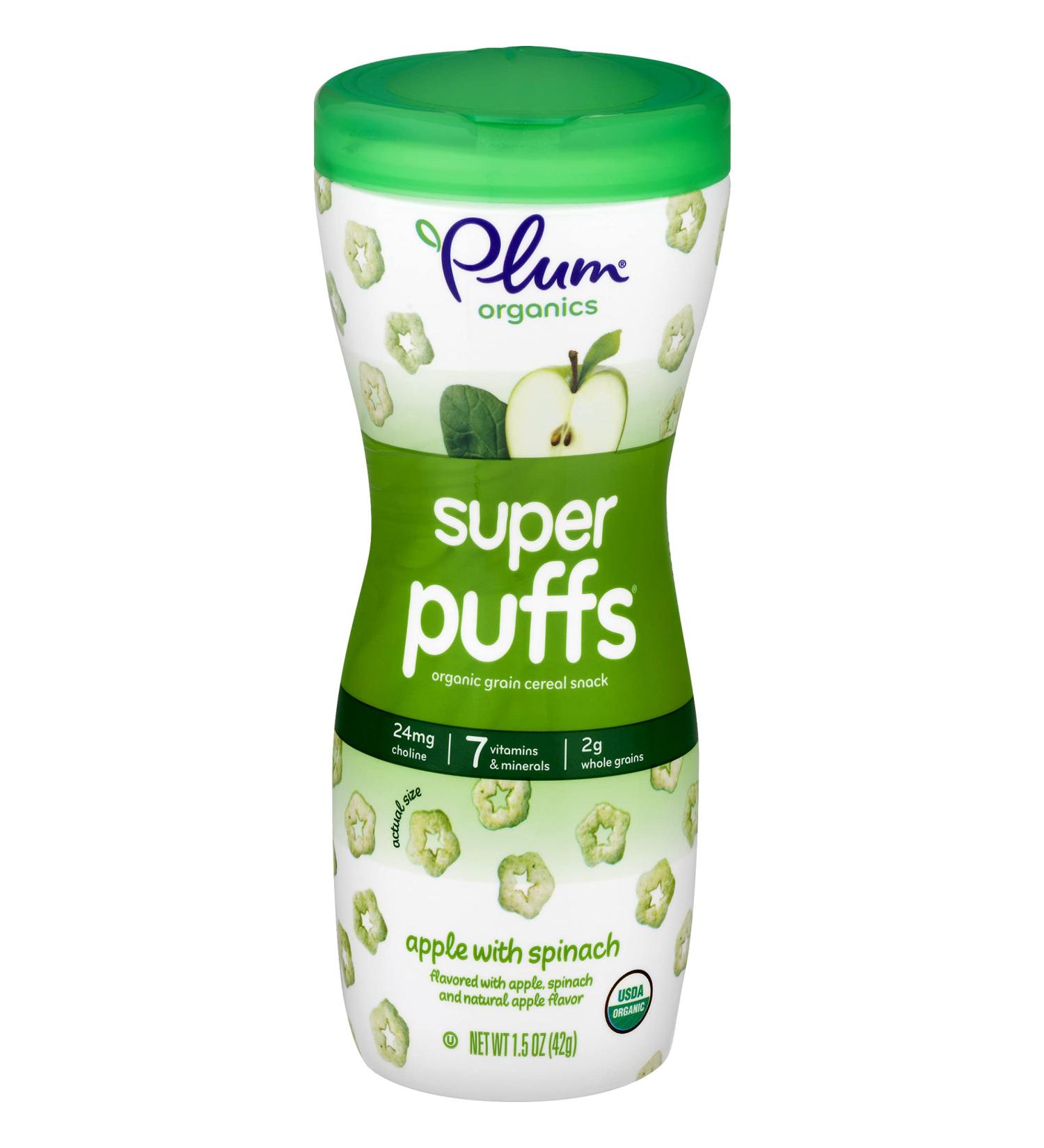 Plum Organics Super Puffs - Organic Spinach & Apple Veggie Fruit Grain Puffs 1.5 oz - Buy Online on SooperMarket.com