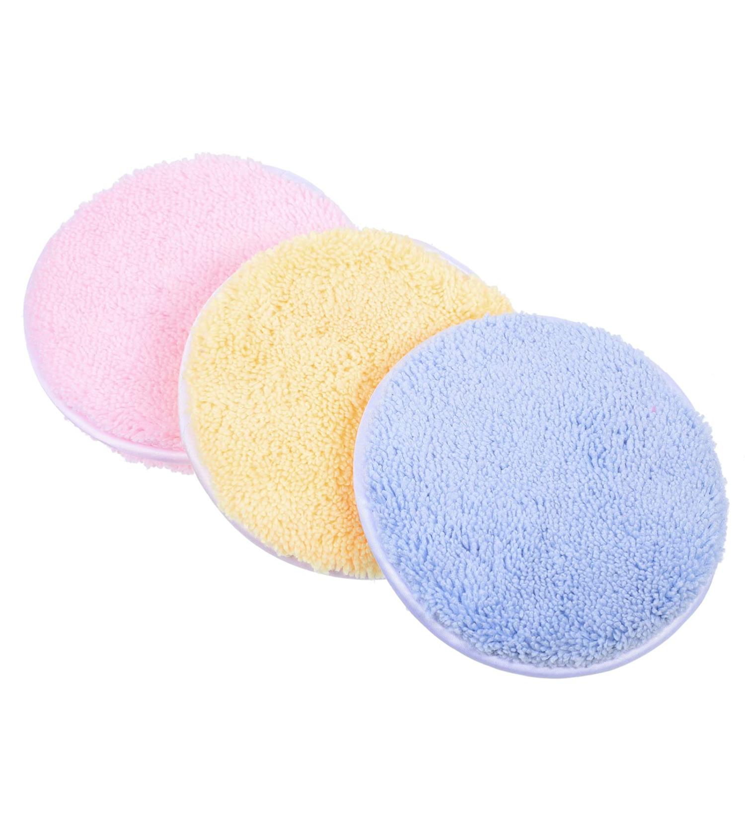 FRCOLOR 3Pcs Makeup Remover Pads - Soft Cleansing Cotton Round Beauty Sponge for Effortless Makeup Removal - Buy Online on SooperMarket.com