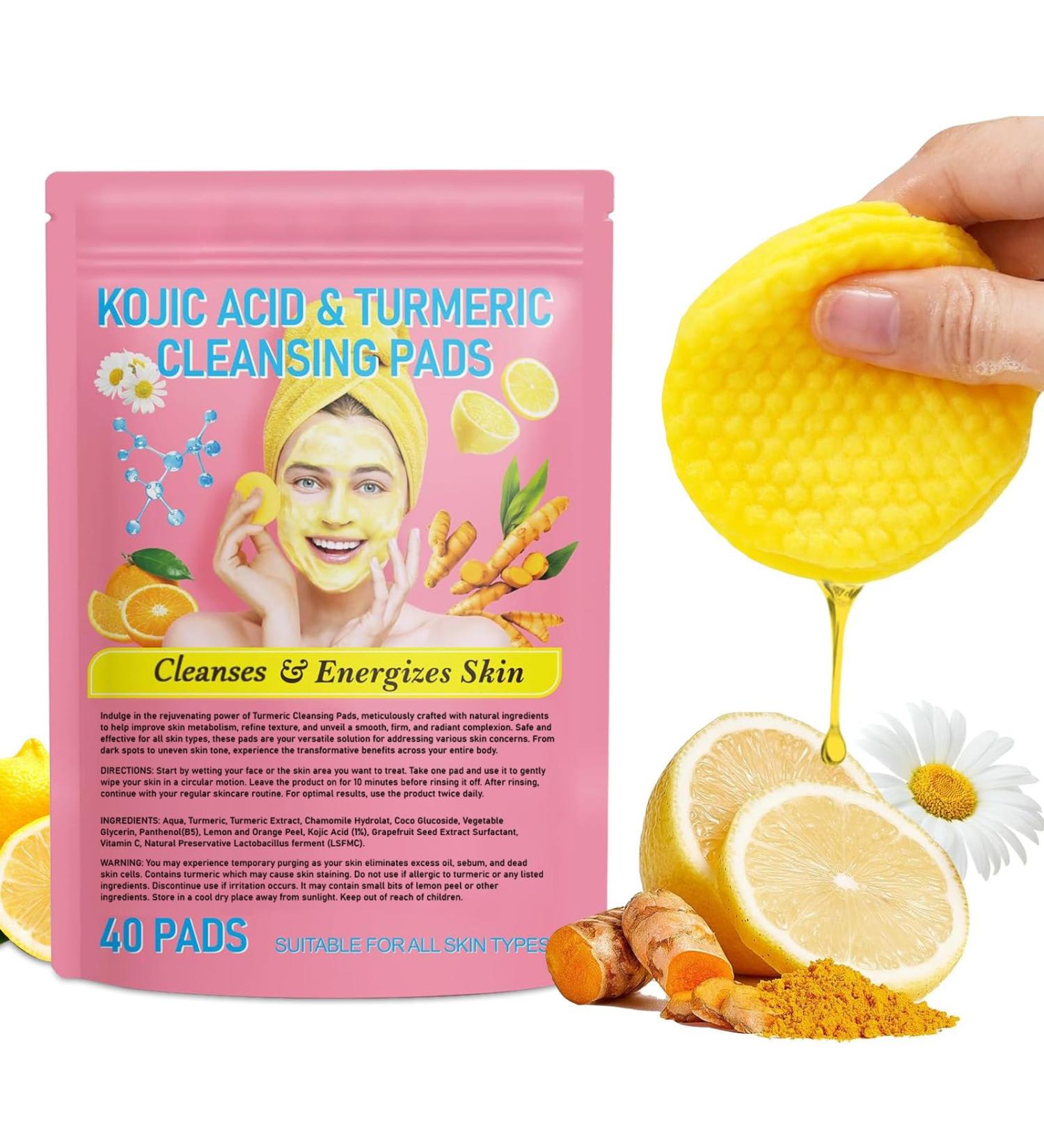 Turmeric Face Scrub Cleansing Pads - Deep Clean Exfoliating & Tone Balancing - 40 Pcs Pink for Glowing Skin - Buy Online on SooperMarket.com