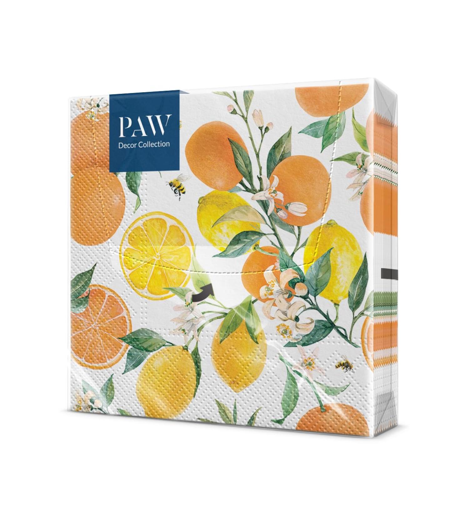 PAW 3-Layer Napkins (33x33 cm) | 20 Colorful Citrus Fruit & Bee Party Napkins | Ideal for Birthdays Weddings & Celebrations - International Shipping Available - Buy Online on SooperMarket.com