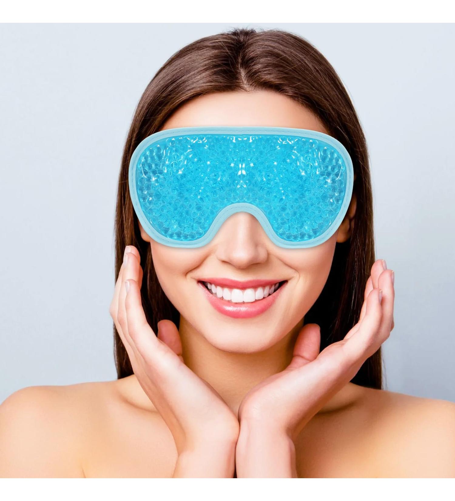 MIVORA Cooling Gel Mask for Puffy Eyes - Hot Cold Therapy for Migraine, Dark Circles, Sinus Pain - Reusable and Soothing - Light Blue - Buy Online on SooperMarket.com