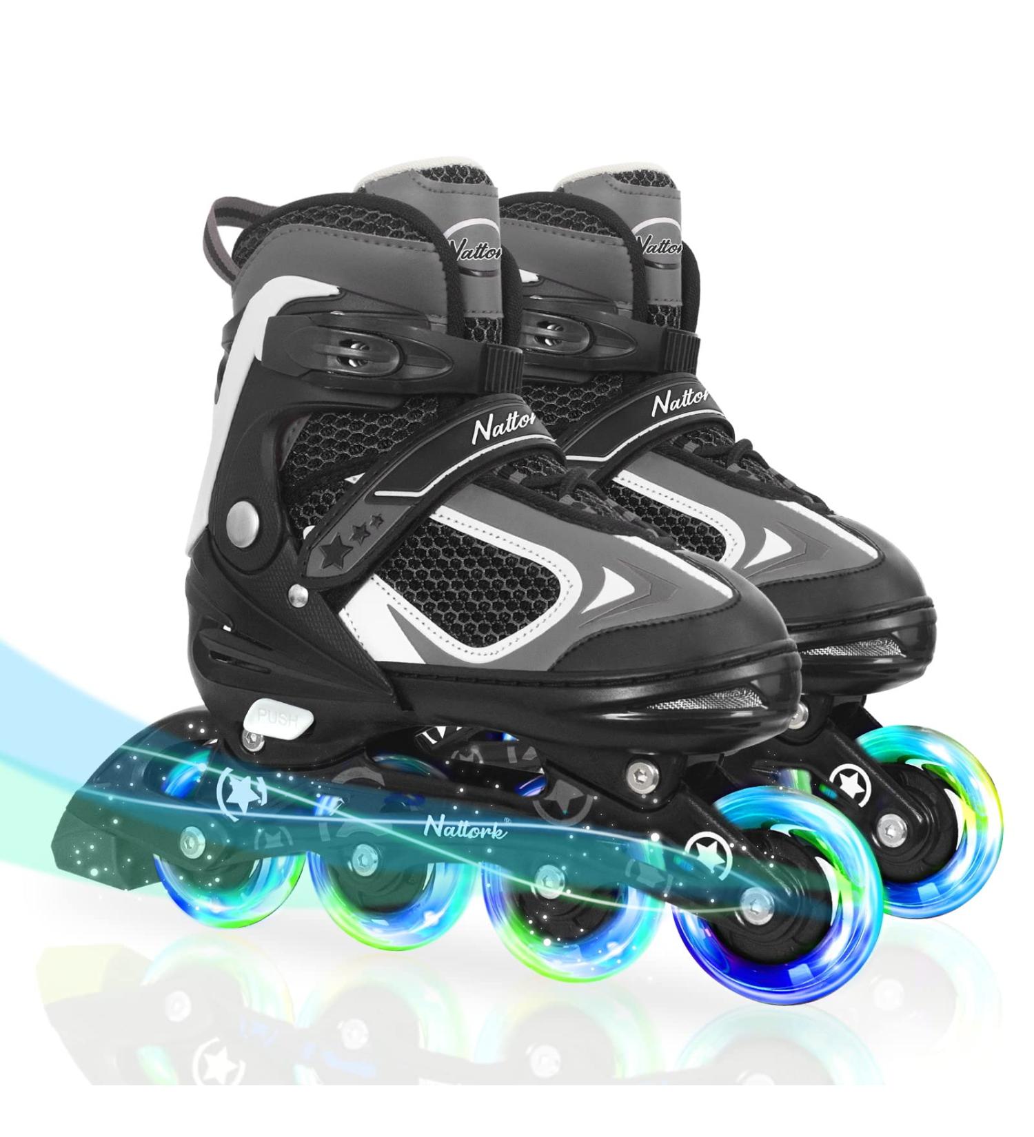 MonSports Adjustable Inline Skates for Kids - Red/Black/Blue - Light-up Wheels - Size L (US 5-8) - Buy Online on SooperMarket.com
