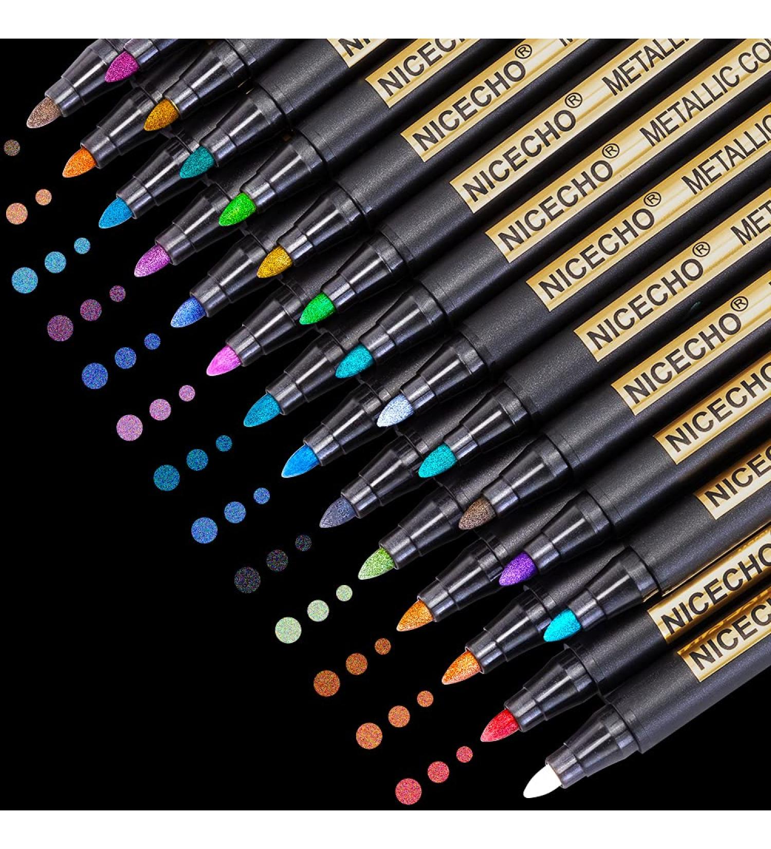 26 Colors Medium Tip Metallic Paint Pens - Ideal for Easter Egg Art, Rock Painting, Card Making, Scrapbook Crafts, DIY Photo Album on Black Paper - Buy Online on SooperMarket.com