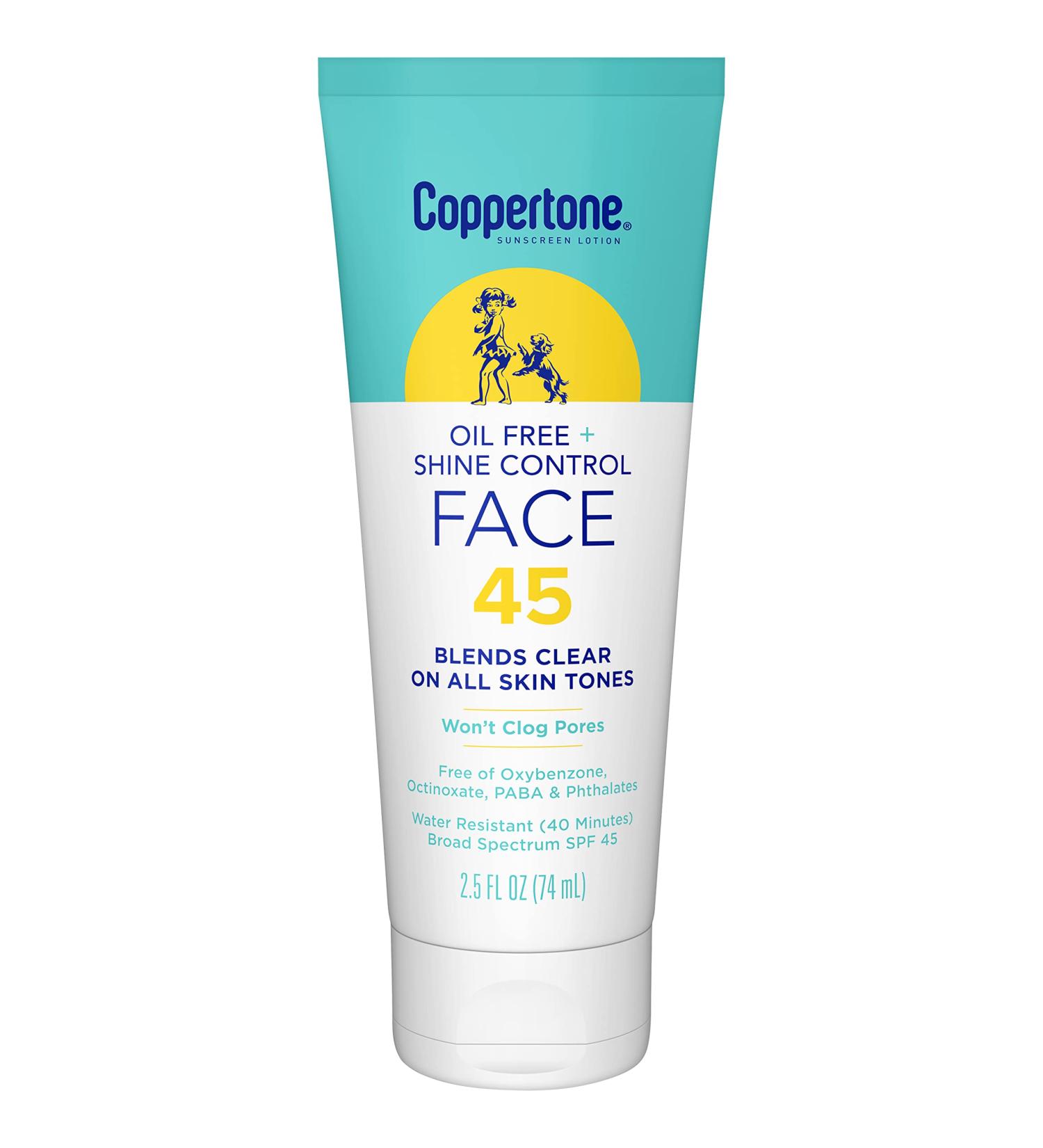 Coppertone Oil Free Face Sunscreen SPF 45 Lotion | Shine Control | 2.5 fl. oz - Buy Online on SooperMarket.com