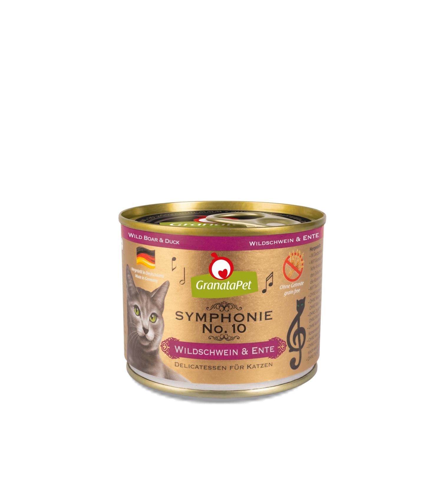 GranataPet Symphonie Cat Wet Food (6x200g No. 10 - Wild Boar and Duck) No. 10 - Wild boar and Duck 1.2 kg (Pack of 1)