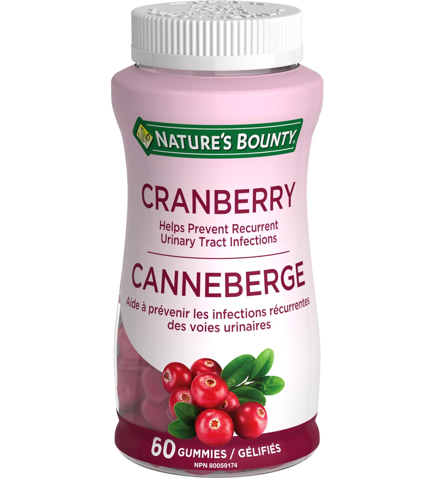 Nature's Bounty Cranberry Gummies Herbal Supplement Helps Prevent Recurrent UTIs 60 Gummies Multi-colored - Buy Online on SooperMarket.com