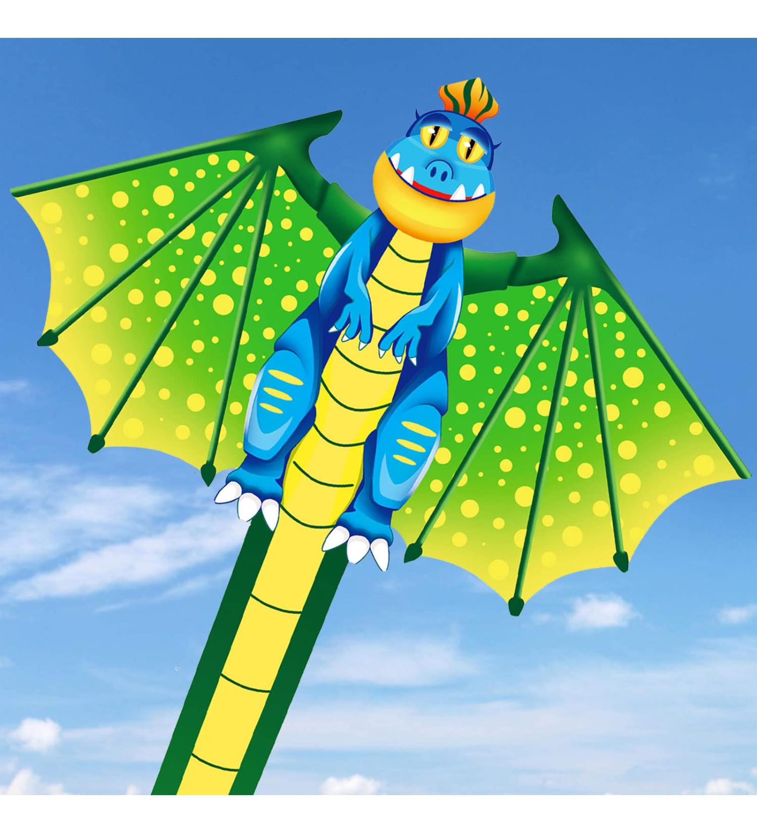 Dinosaur Kite for Kids Ages 3-12 | Easy-to-Fly Beach Kite with Handle and 328FT String - Buy Online on SooperMarket.com