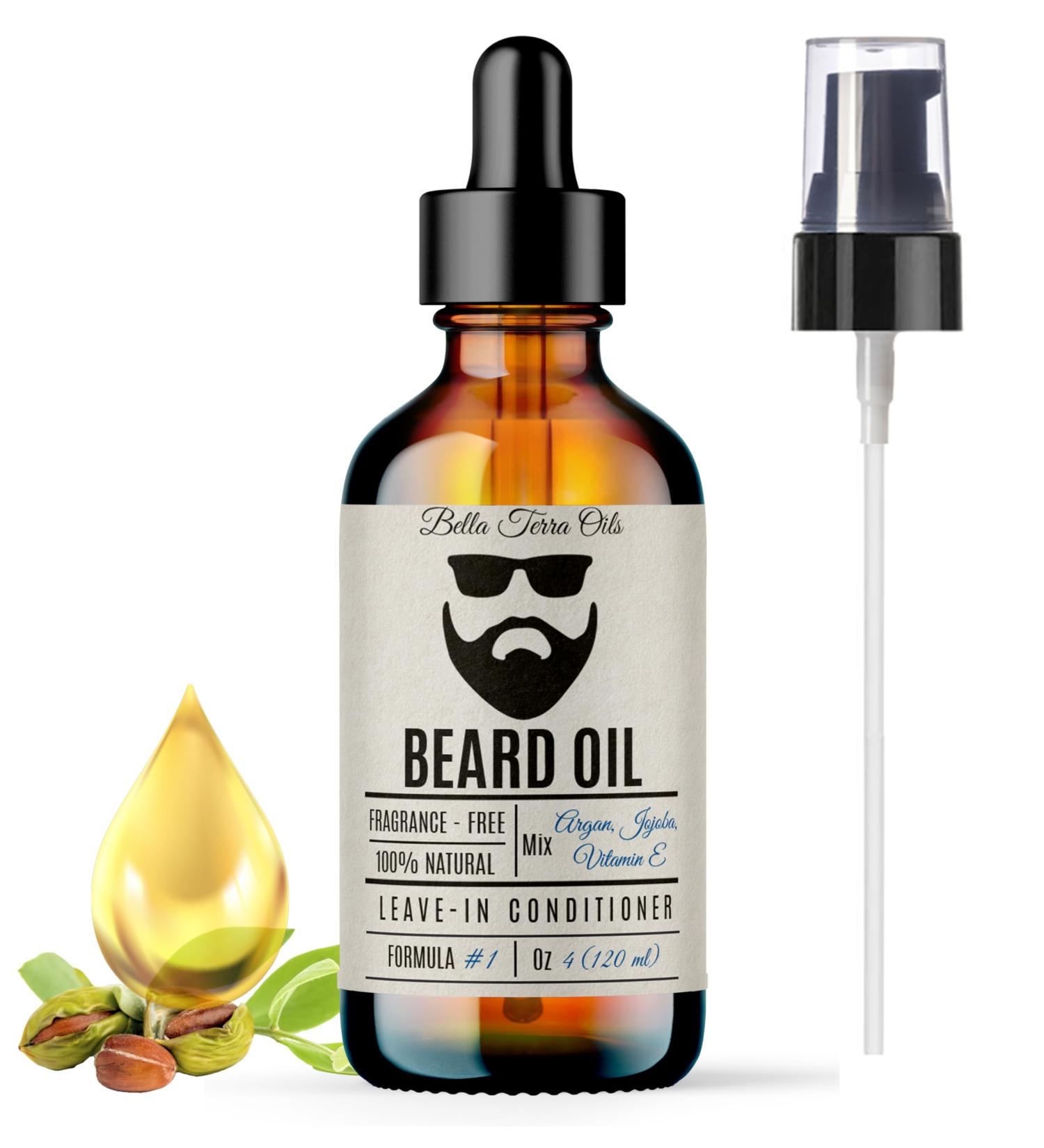 Bella Terra Oils Beard Oil 4oz | Organic Vitamin E Jojoba & Argan | Anti-Frizz Formula for Luster & Care - Buy Online on SooperMarket.com